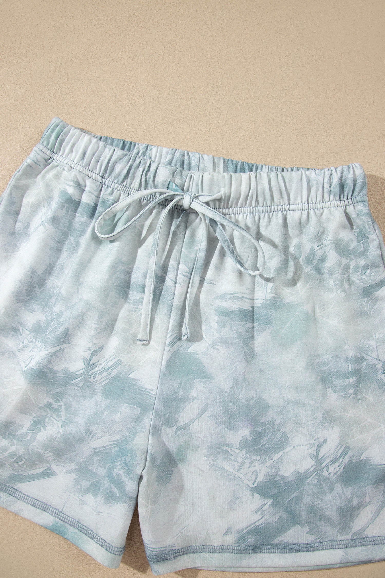 Casual Camouflage Short Sleeve Elastic Waist 2pcs Set – Green