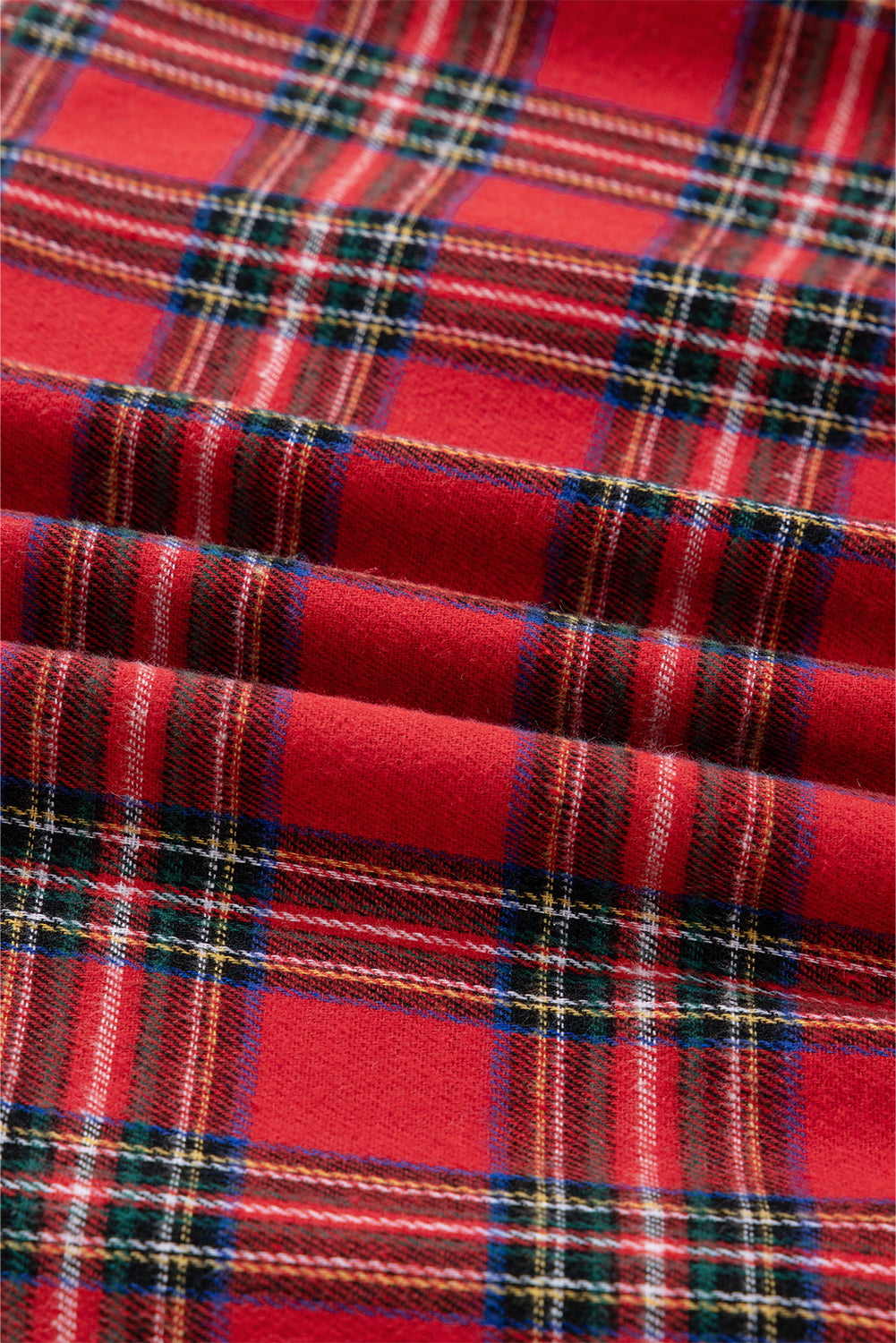 Christmas Plaid Print V-Neck 3/4 Sleeve Tie Waist Long Dress - eAura