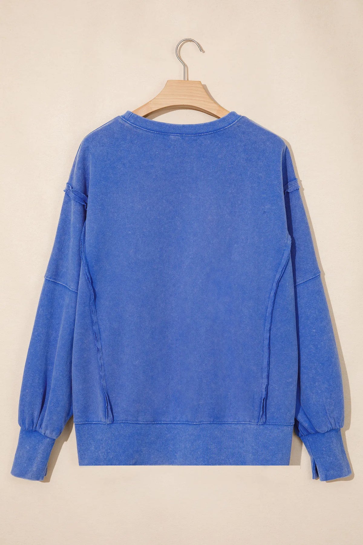 Mineral Wash Split Hem Loose Tunic Sweatshirt – Light Blue