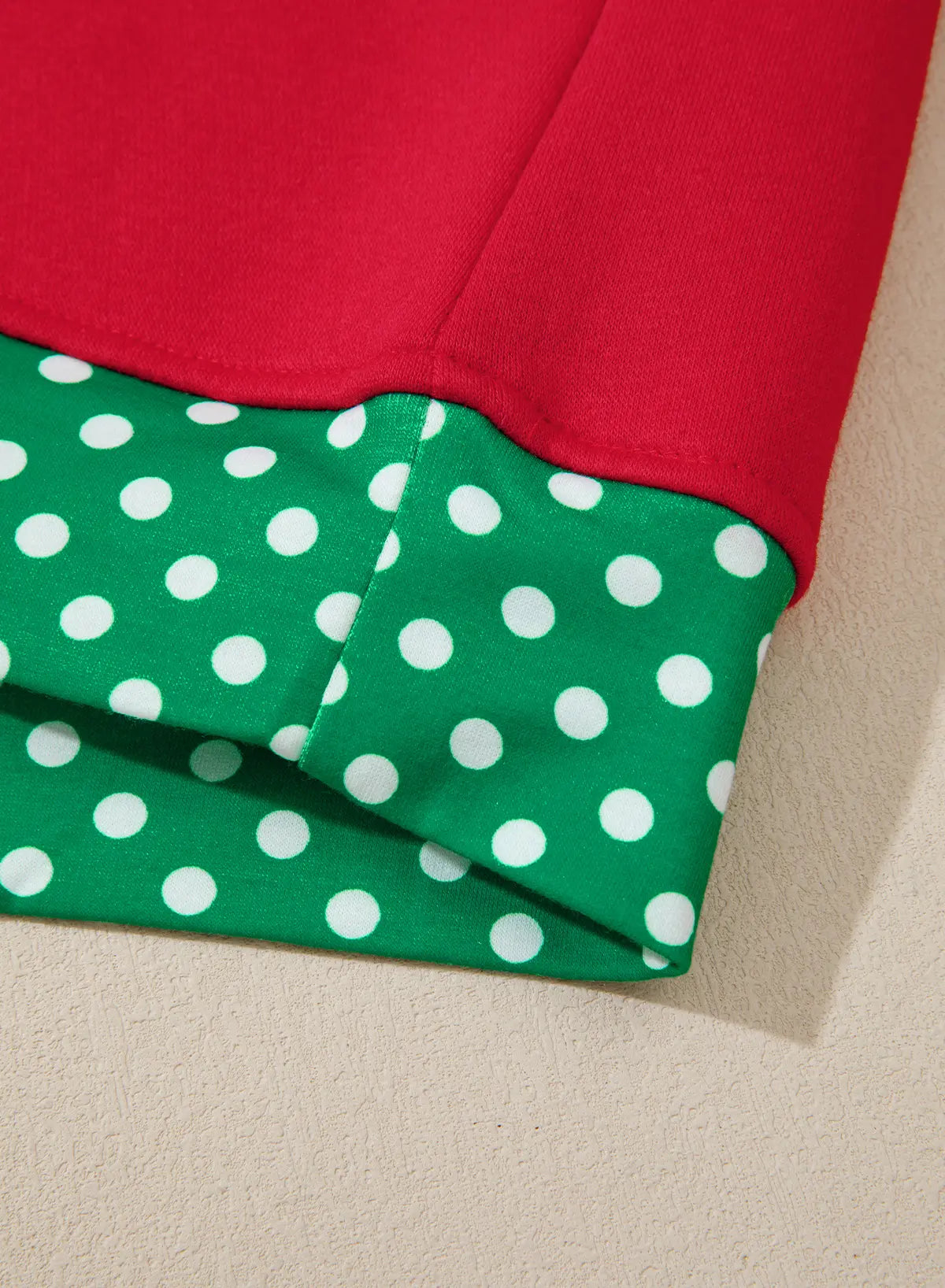 Polka Dot Patchwork Round Neck Plus Size Sweatshirt – Racing Red