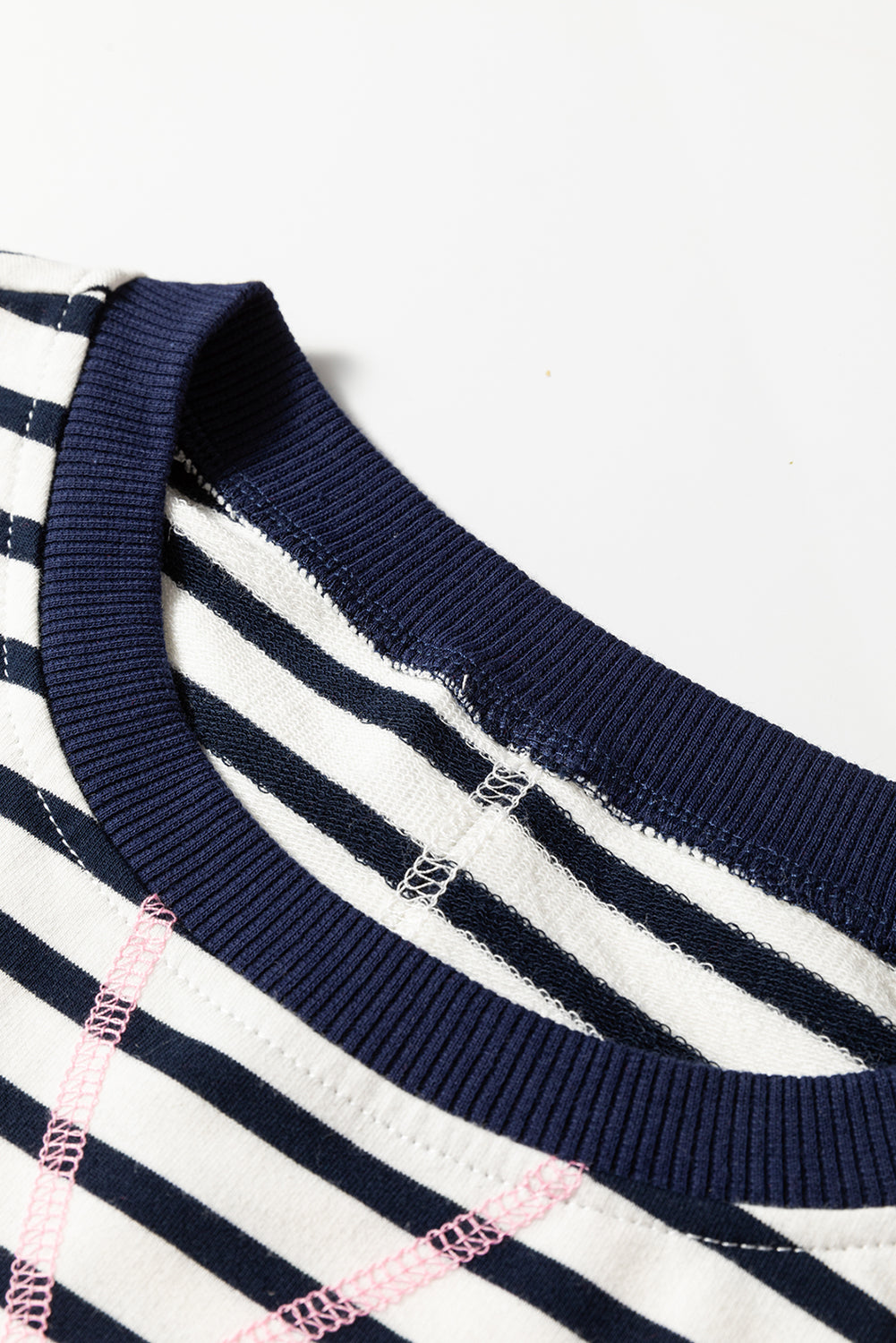 Striped Contrast Stitched Detail Plus Size Sweatshirt - eAura