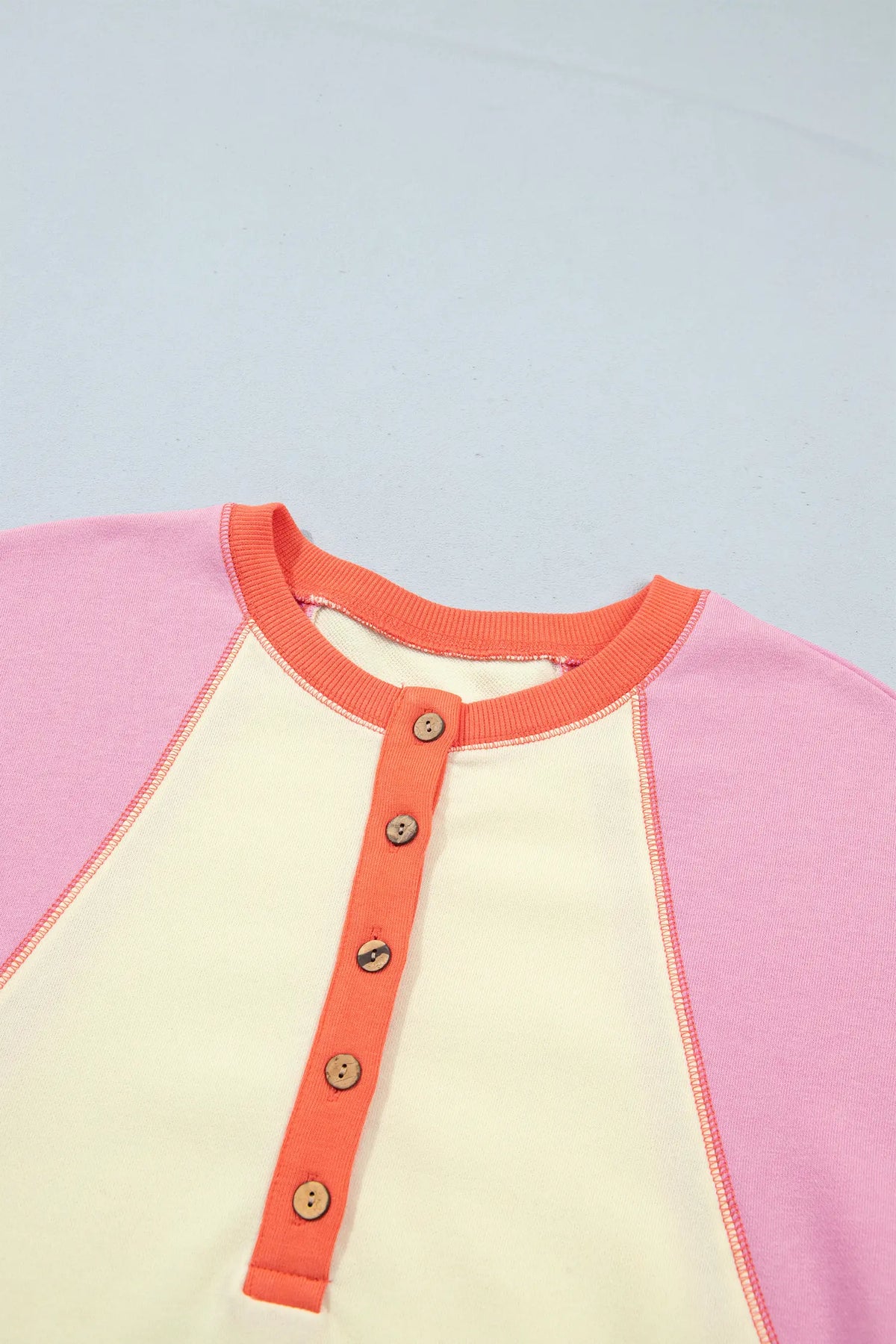 Exposed Seam Colourblock Patchwork Pullover Long Sleeve Top – Multicolour