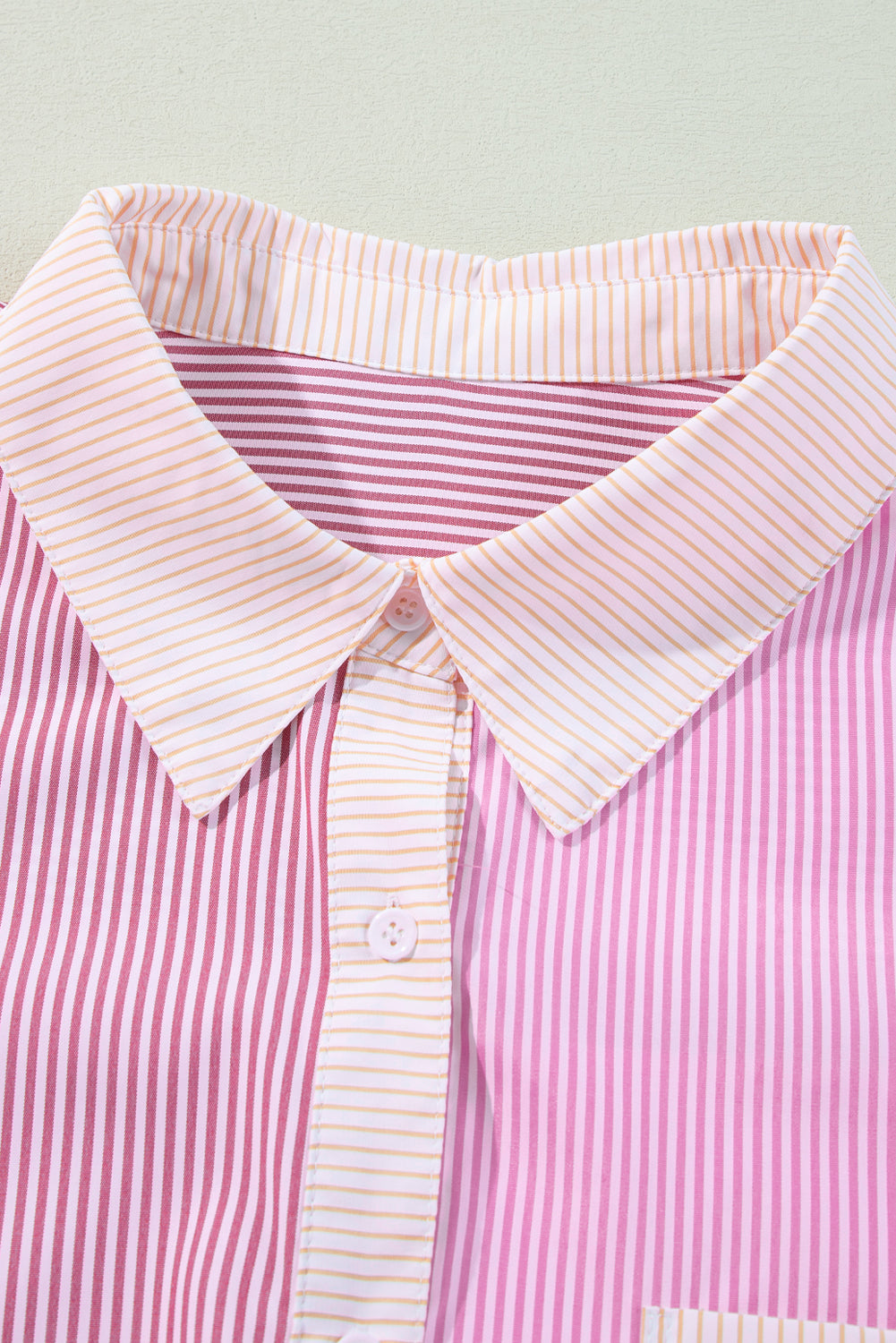 Pink Stripe Print Colourblock Plus Size Shirt BB Fashion Outlet