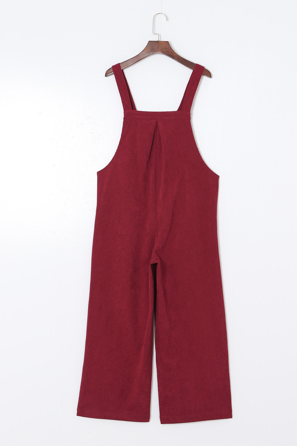 Solid Color Ribbed Wide Leg Bib Overalls – Brown