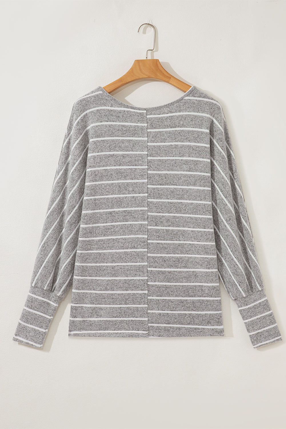 Grey Stripe Dolman Sleeve Drop Shoulder Top - eAura