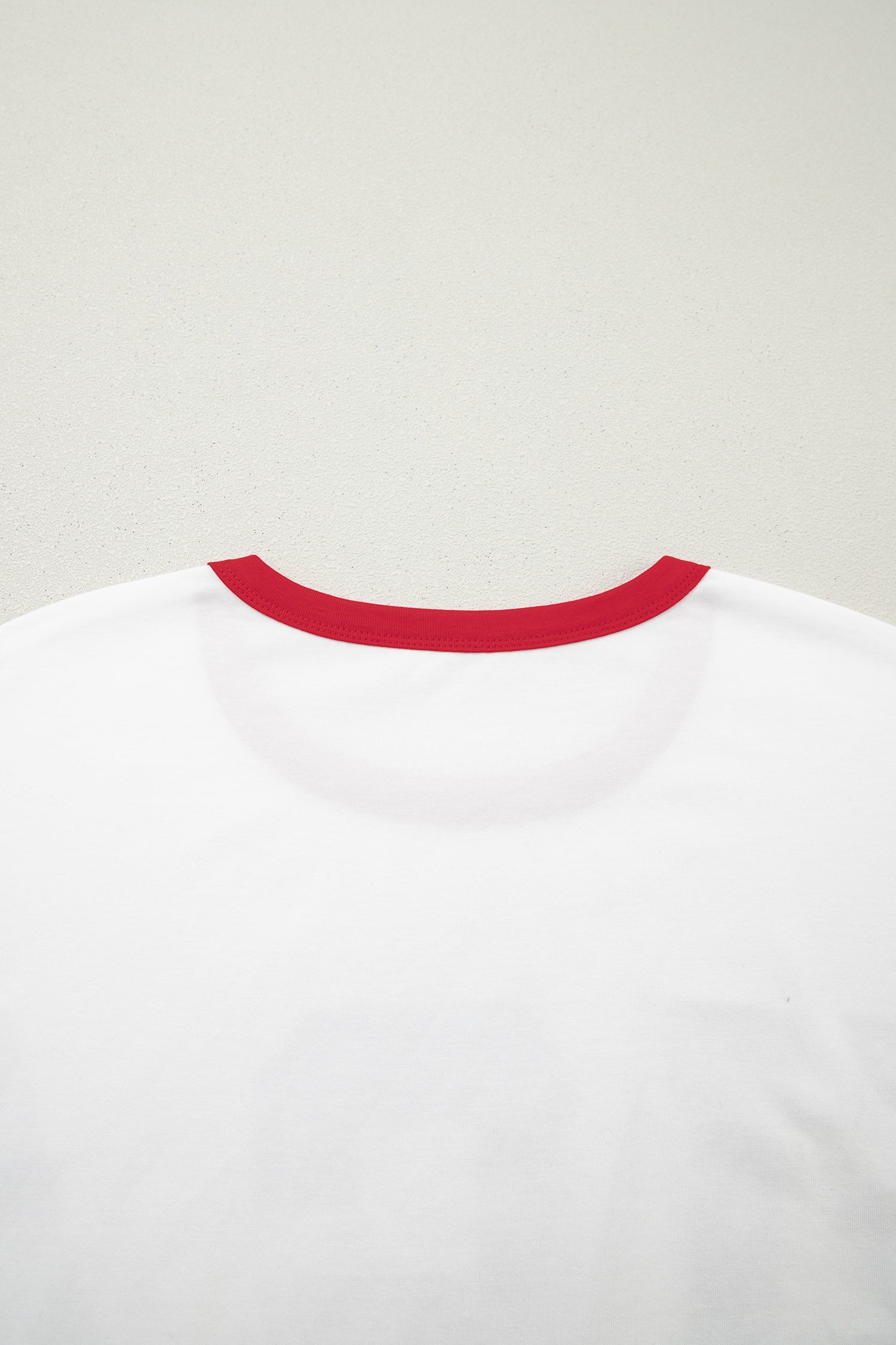 USA Letter Printed Varsity Striped Sleeve Round Neck Tee – White