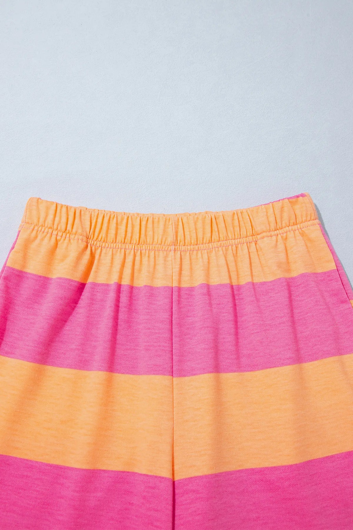 Colourblock Half Sleeve Top Casual Loose Pants 2pcs Set – Orange Stripe