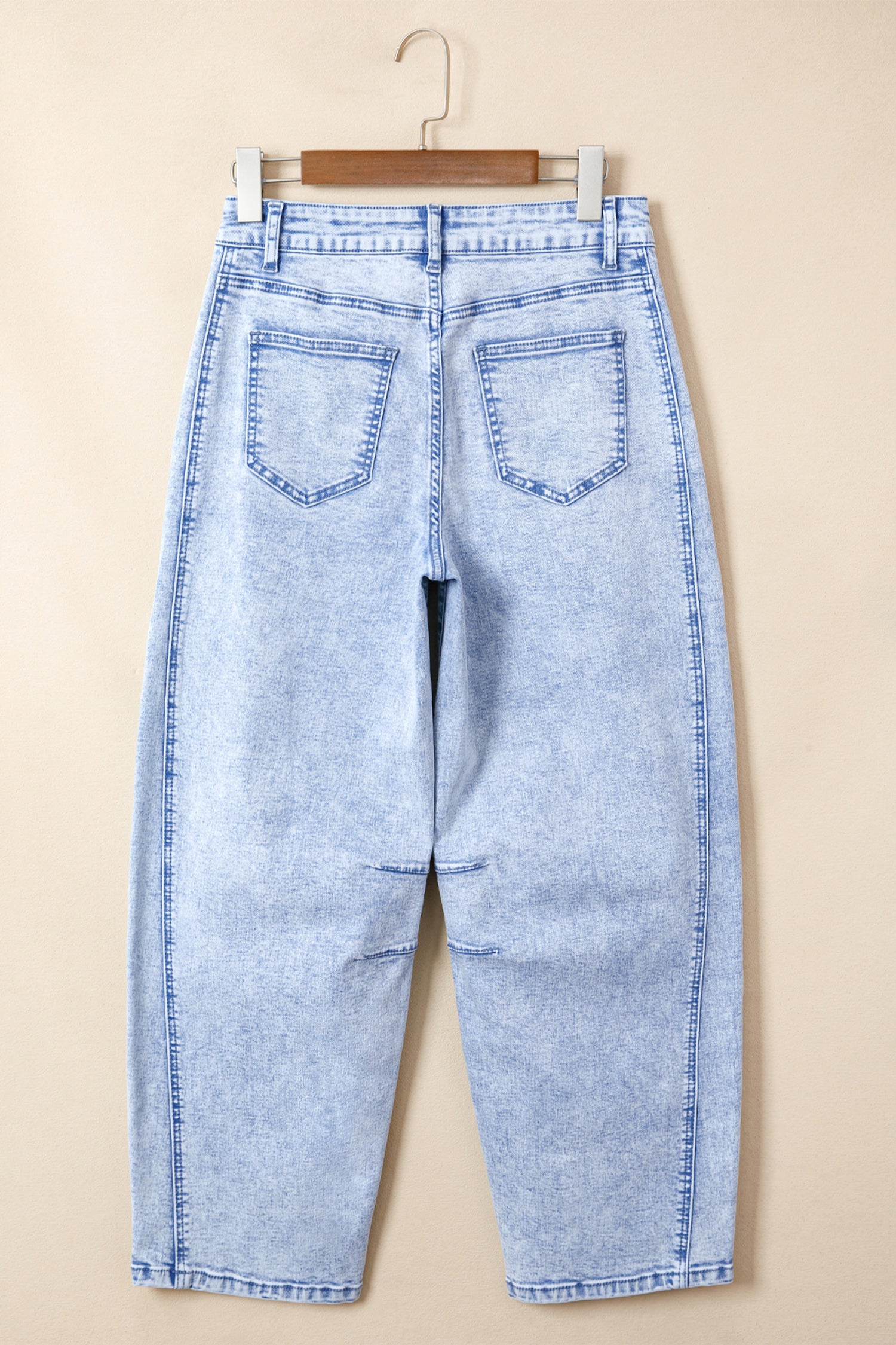 Beau Light Washed Pull On Barrel Jeans – Blue