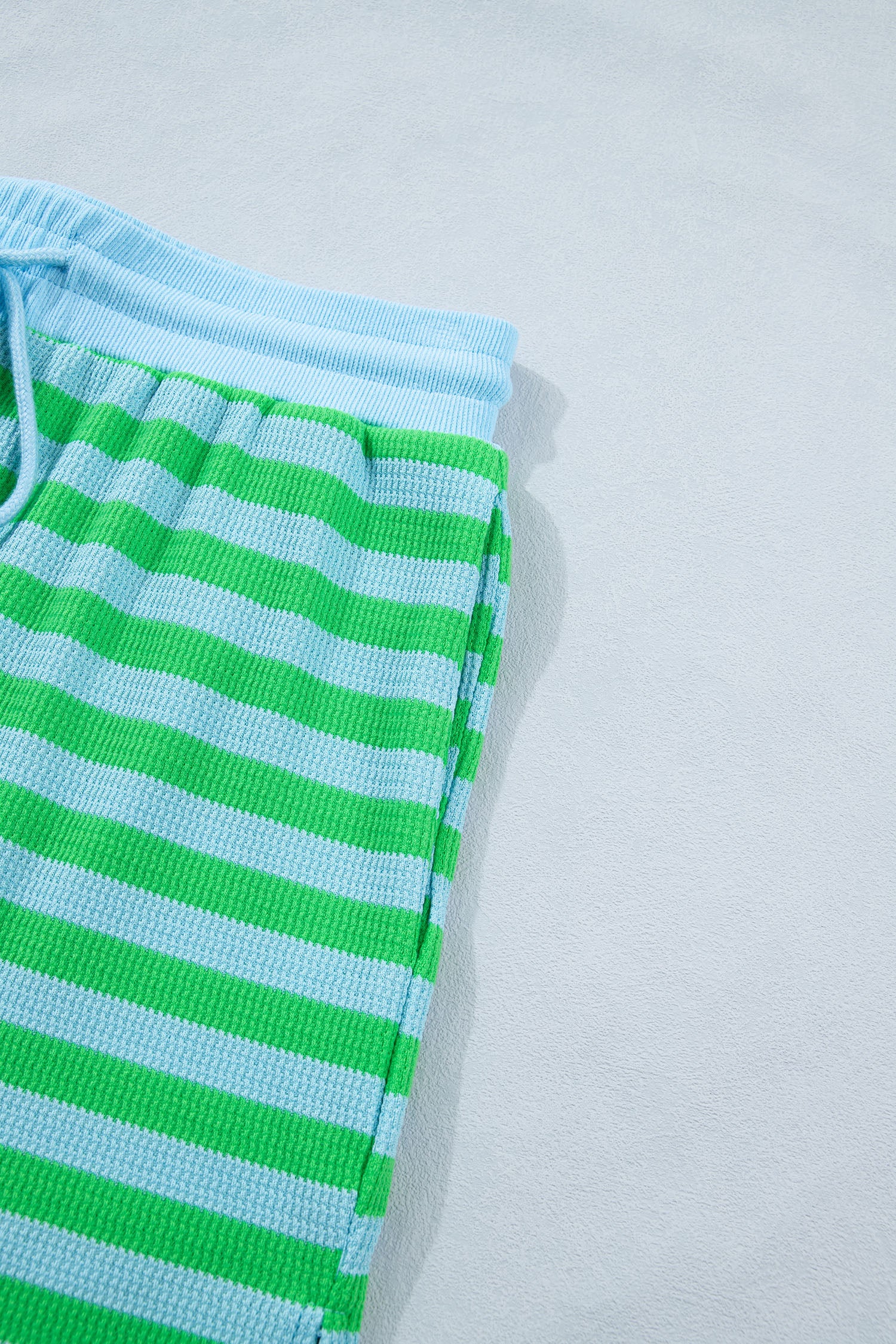 Puff Short Sleeve T Shirt Matching Shorts Set – Green Stripe