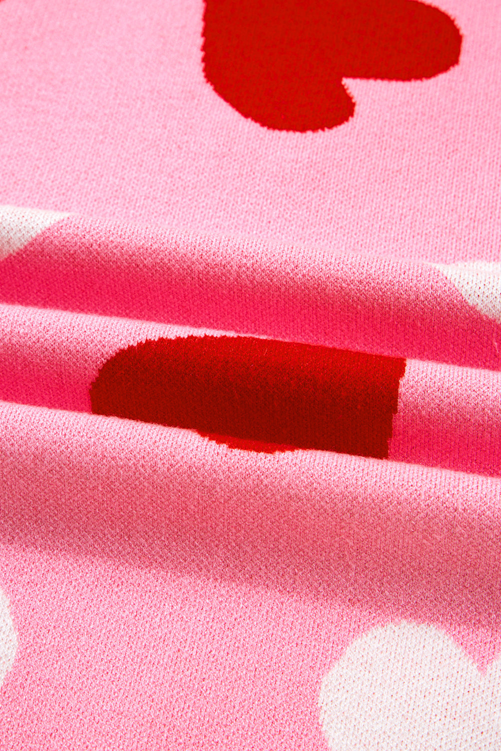 Pink Pearl Embellished Heart Pattern Sweater - eAura