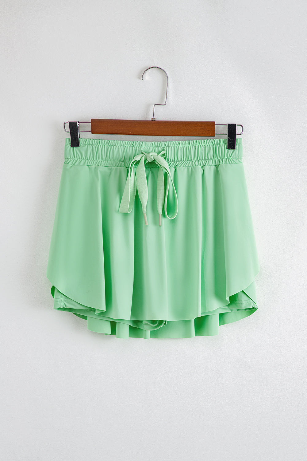 Light Green Drawstring High Waist Lined Tennis Skorts eAura