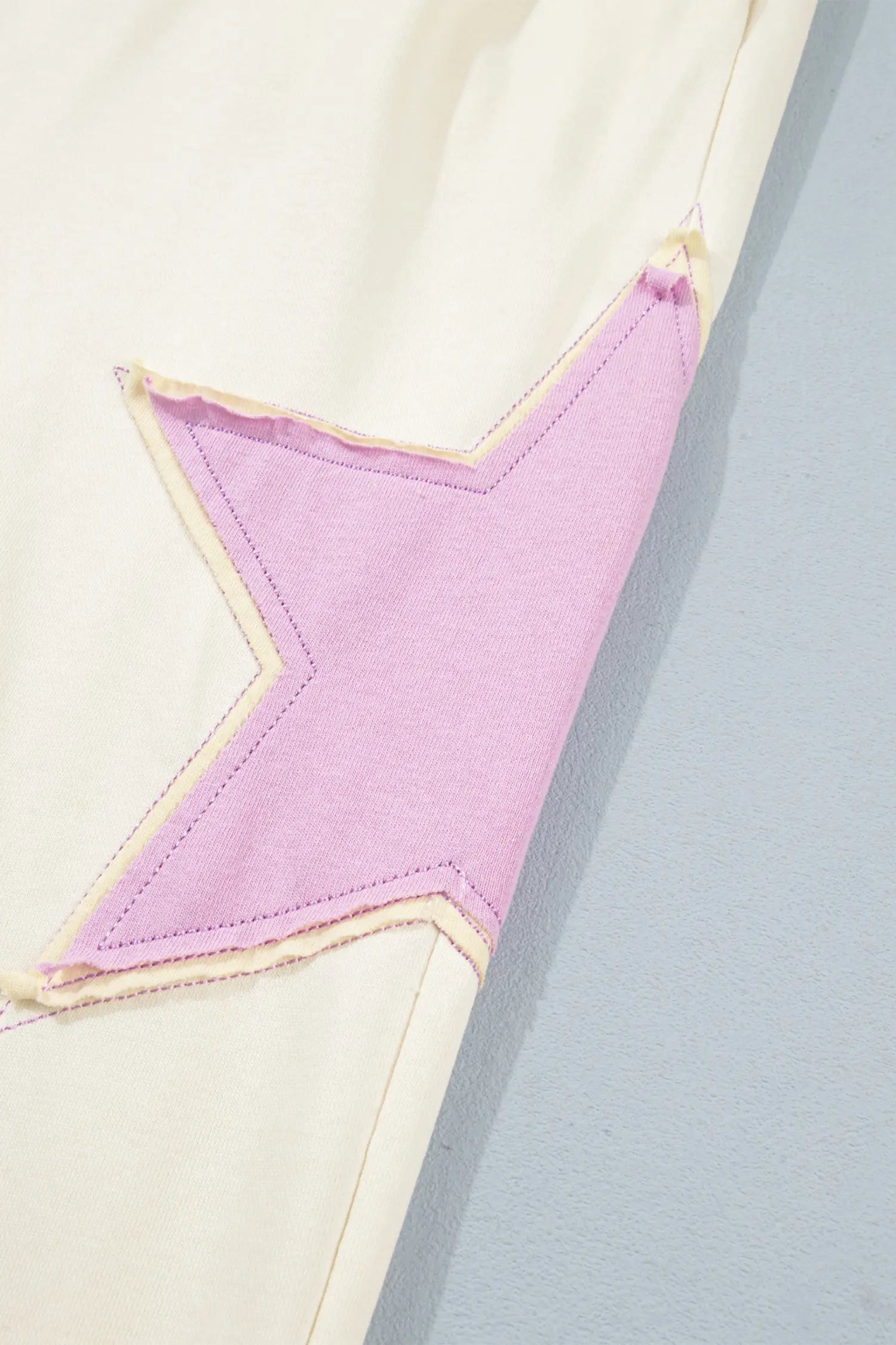 White Summer Color-Blocked Star Patchwork Pants