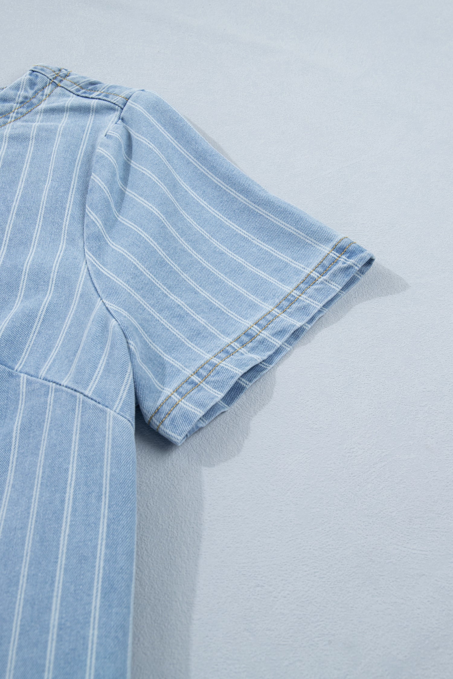 Stripe Buttoned Back T-Shirt Denim Mini Dress
