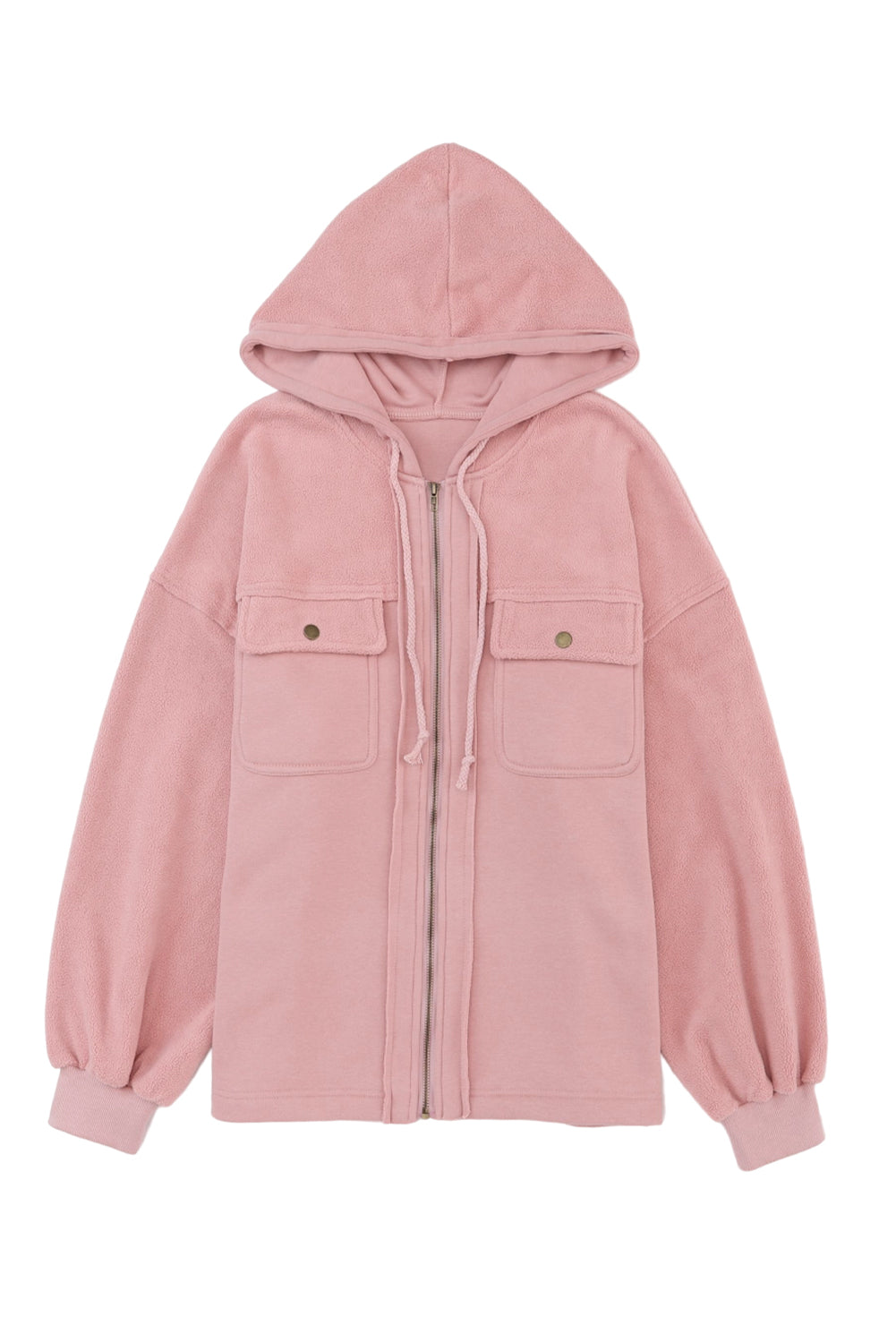 Flap Pocket Drawstring Hood Zip Up Jacket Beagle Boutique Fashion Outlet