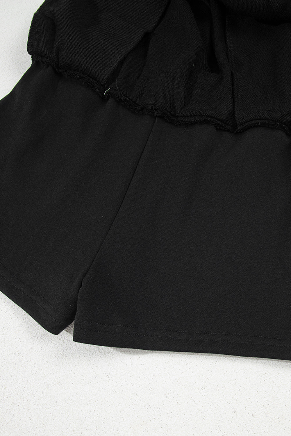 Black French Terry Drawstring Mini Skort with Pockets eAura