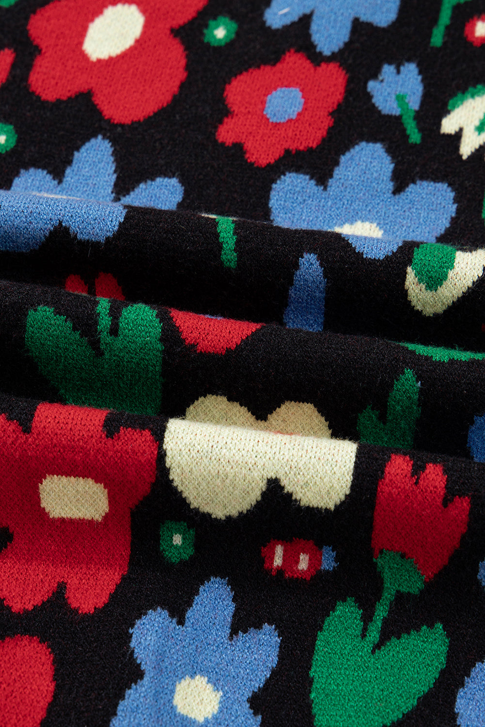 Floral Print V-Neck Buttoned Short Cardigan Sweater - eAura