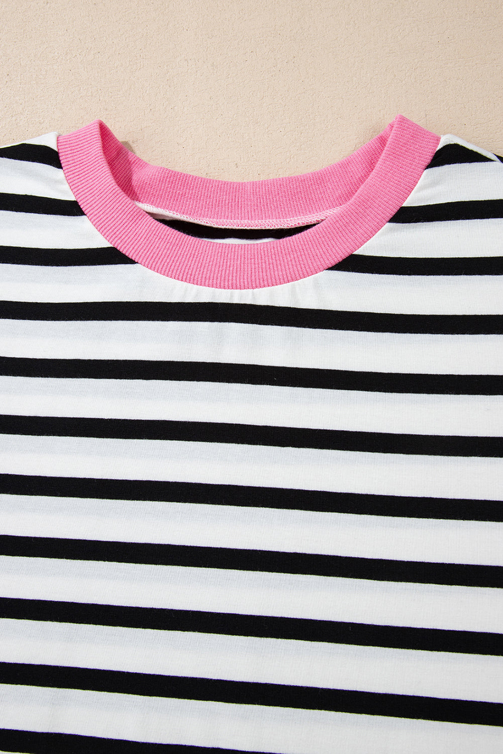 Black Striped Contrast Edge Long Sleeve Top Beagle Boutique Fashion Outlet