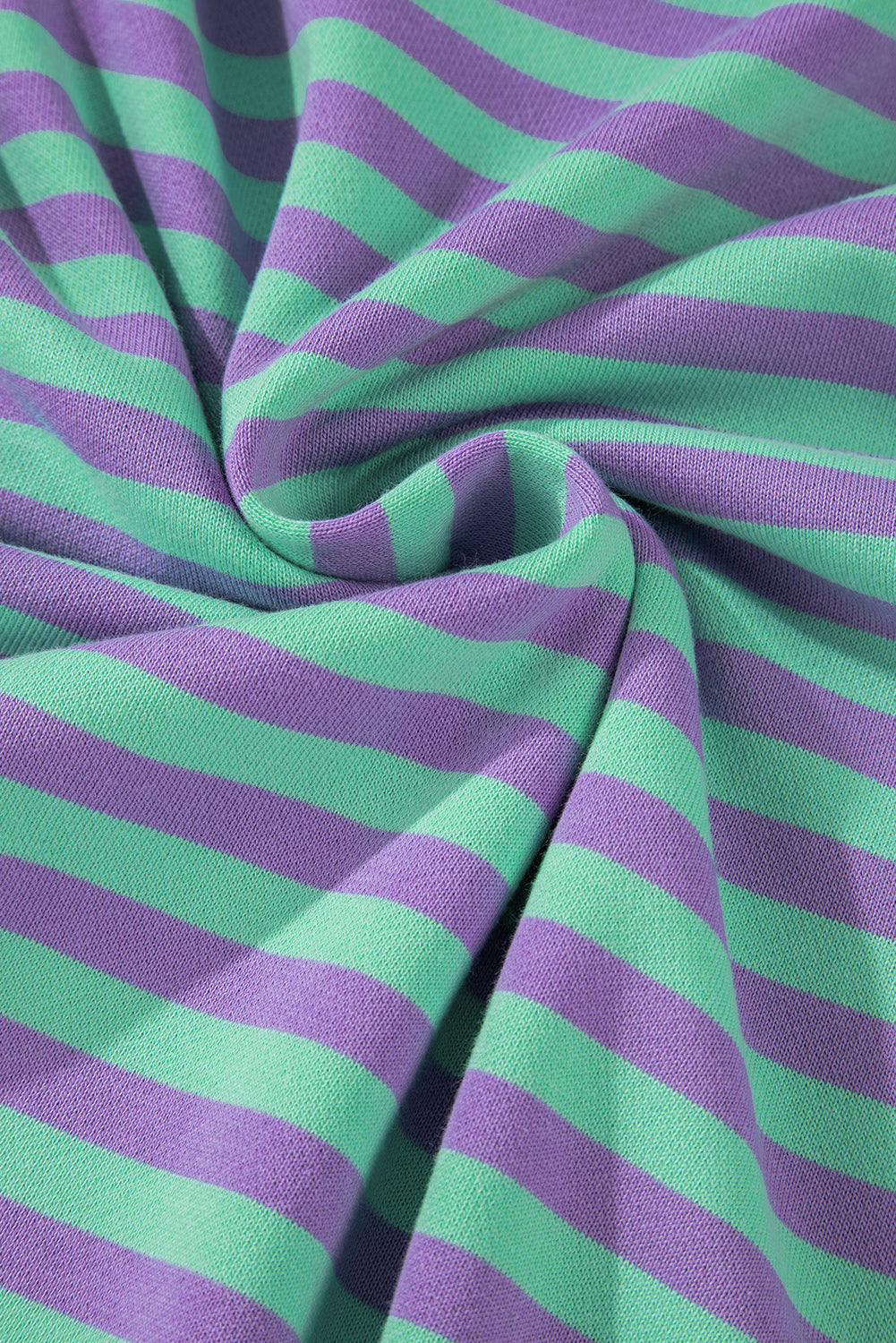 Striped Contrast Ribbed Trim Crossed Stitch Drop Shoulder Sweatshirt - eAura