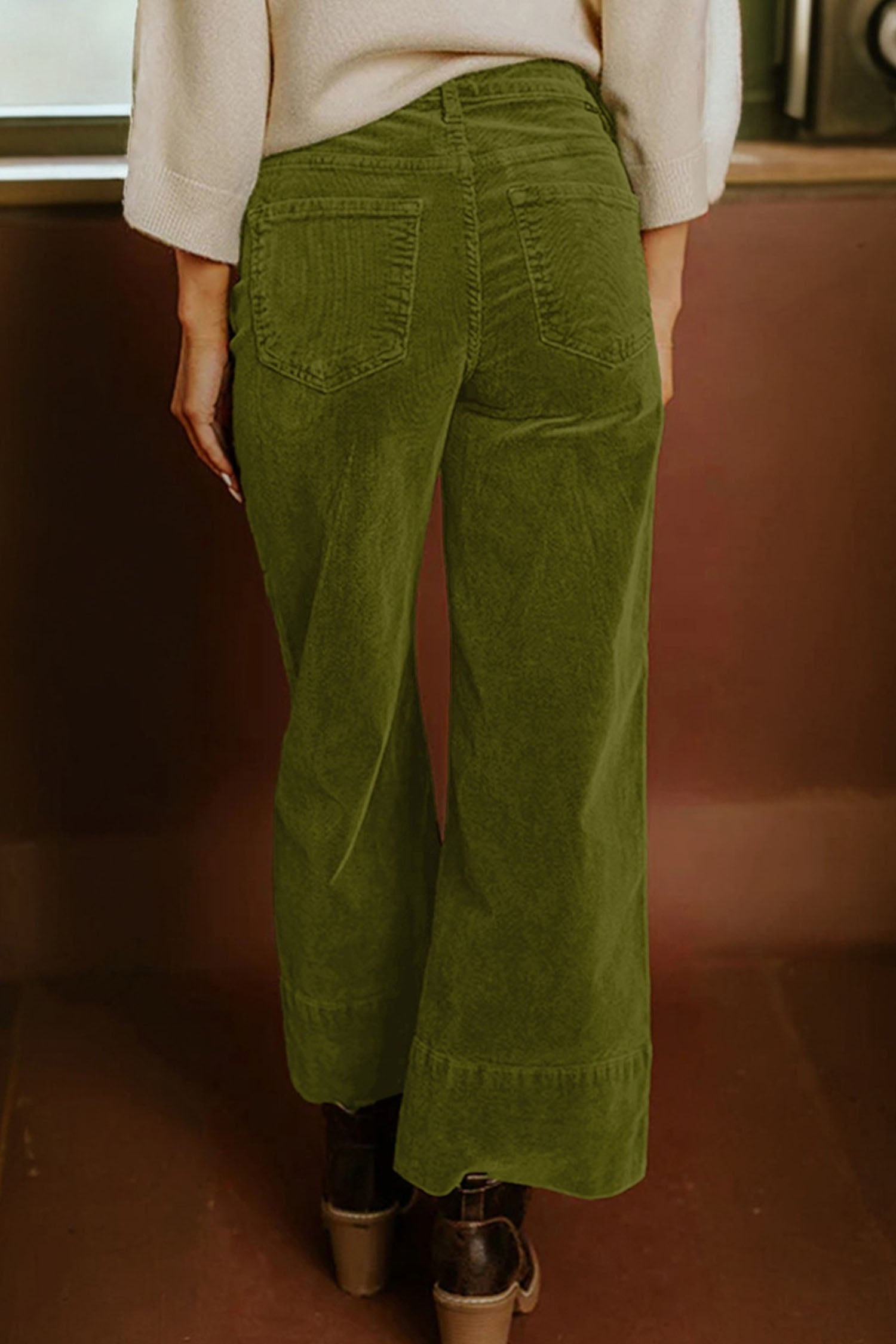 Soft Corduroy High Waist Wide Leg Trousers - eAura