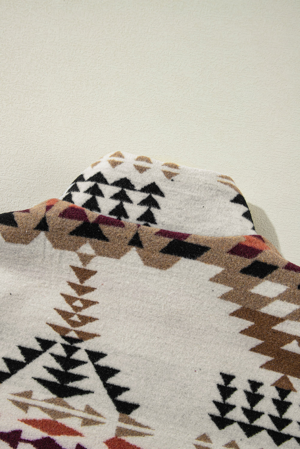 Beige Aztec Printed Stand Neck Zip Up Jacket eAura