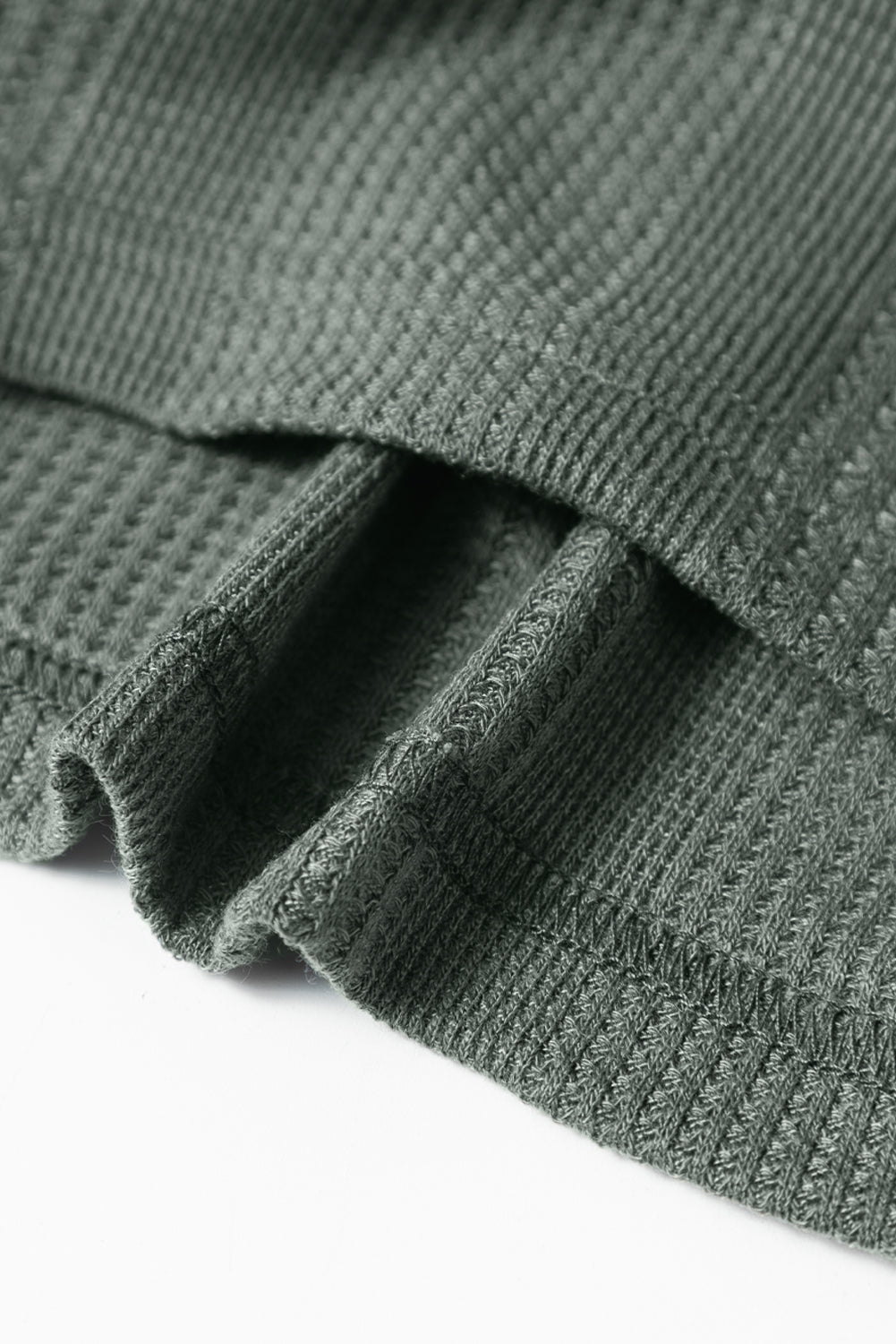 Duffel Green Solid Colour Ribbed Ruffle Tank Top and Trousers Set eAura