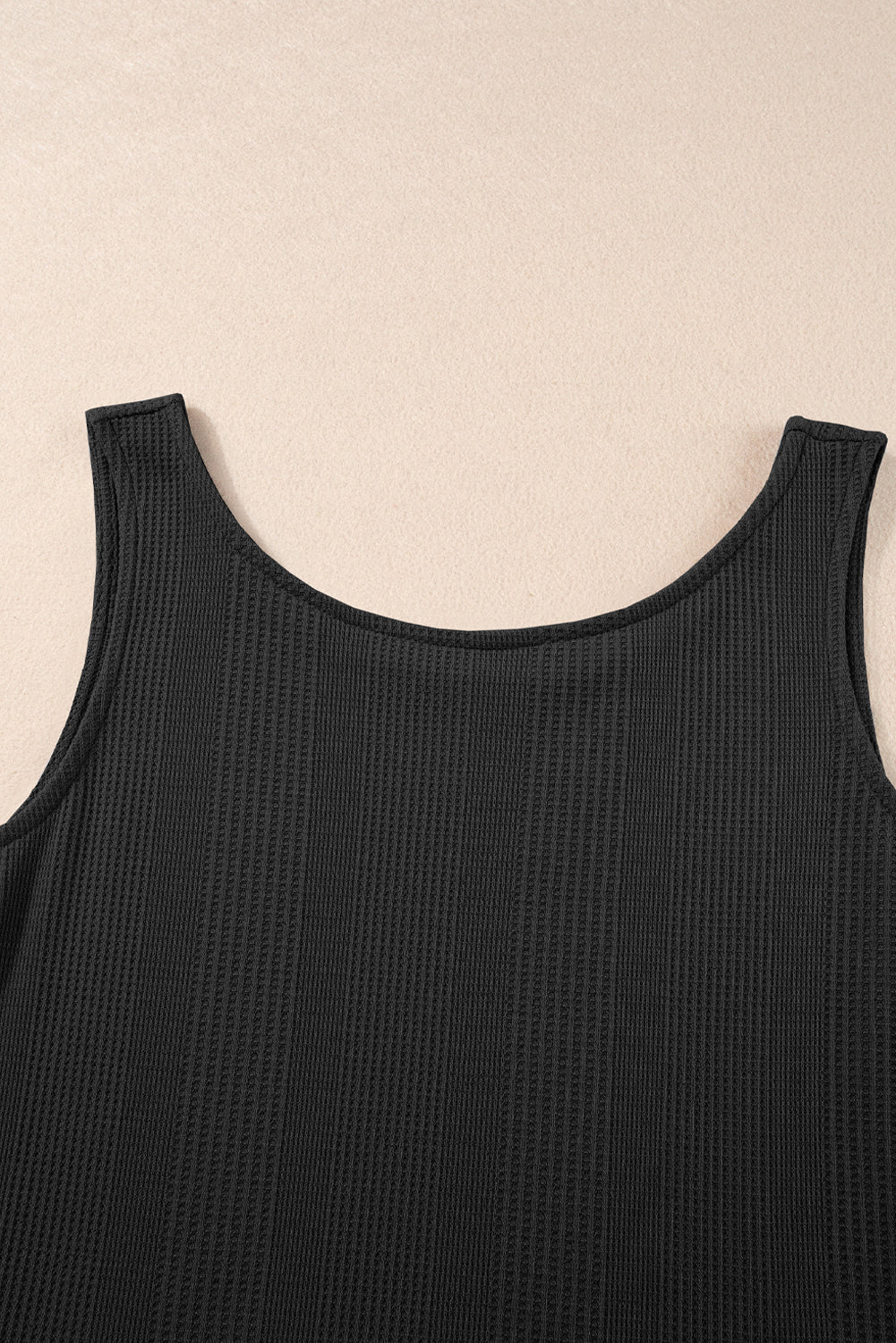 Duffel Green Solid Colour Ribbed Ruffle Tank Top and Trousers Set eAura
