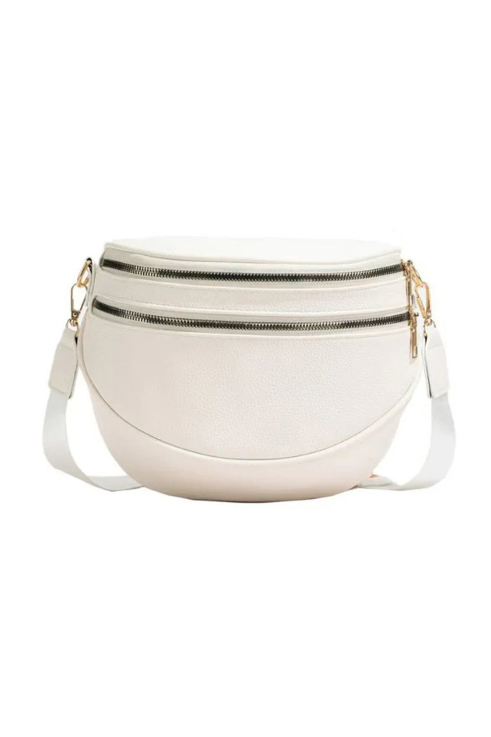 PU Leather Double Zipper Crossbody Bag