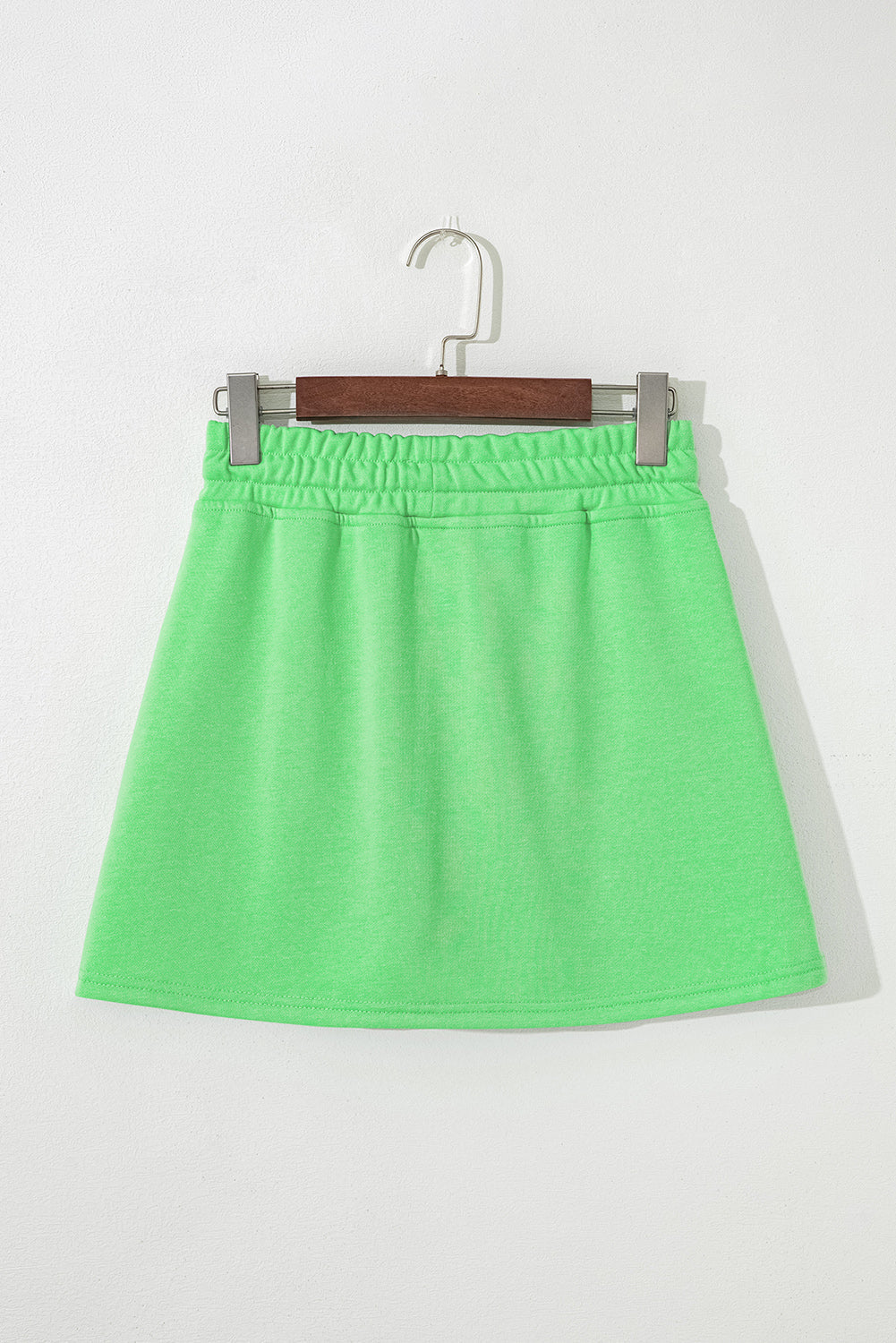 Light Green French Terry Drawstring Mini Skort with Pockets eAura