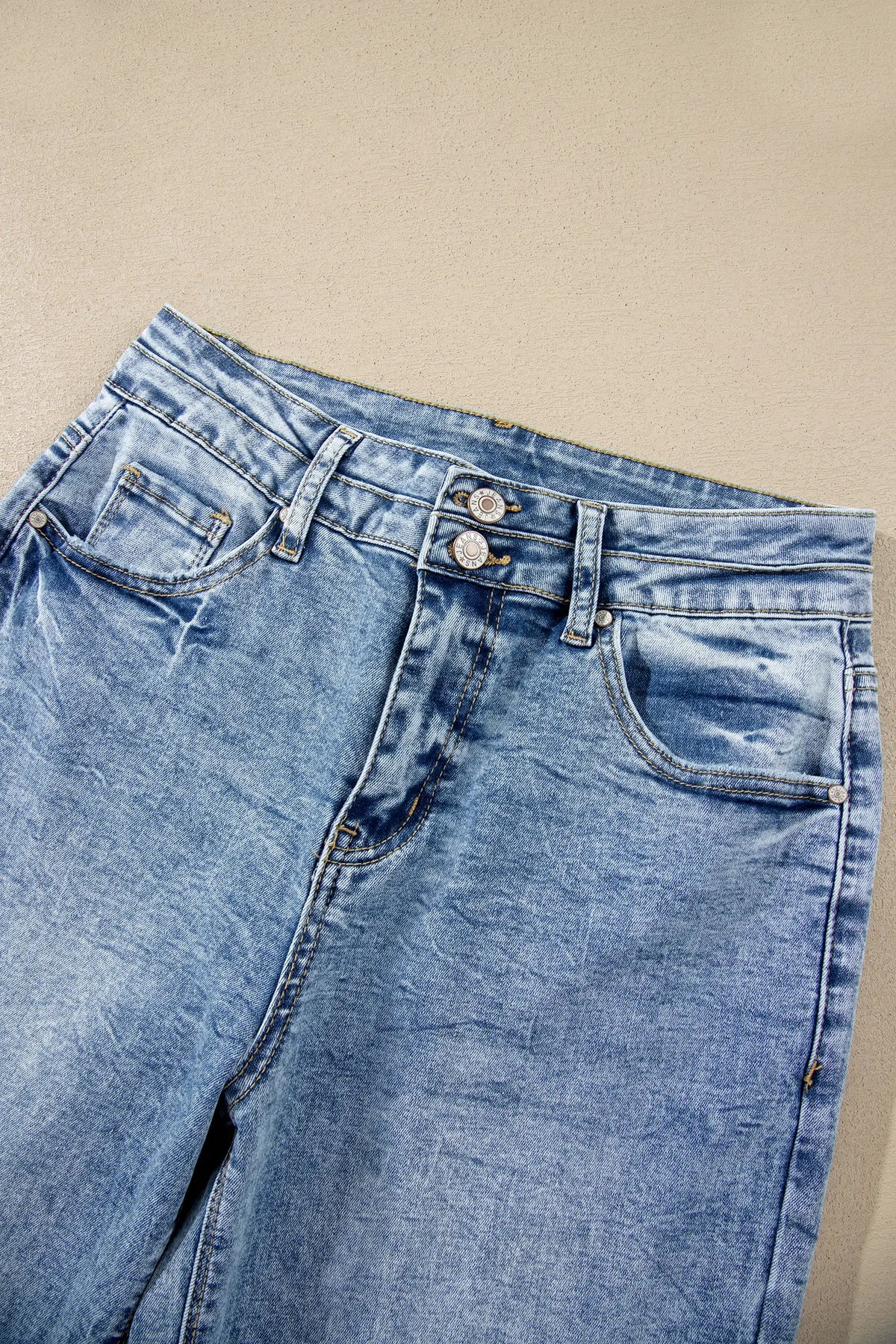 Beau Acid Wash Pocket Detail Flare Jeans – Blue