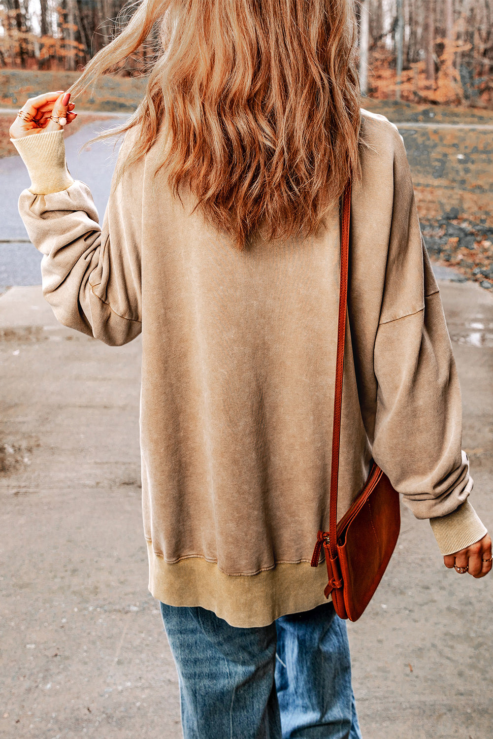 Green Drop Shoulder Ribbed Trim Oversized Sweatshirt eAura