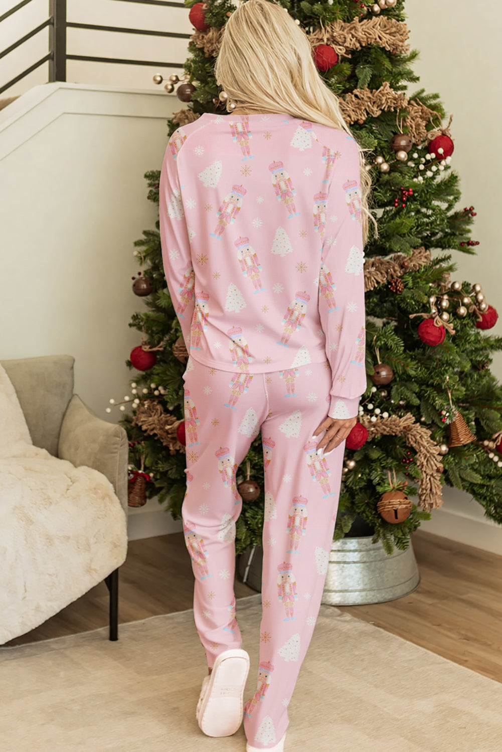 Pink Christmas Tree Nutcracker Print Pyjama Set - eAura