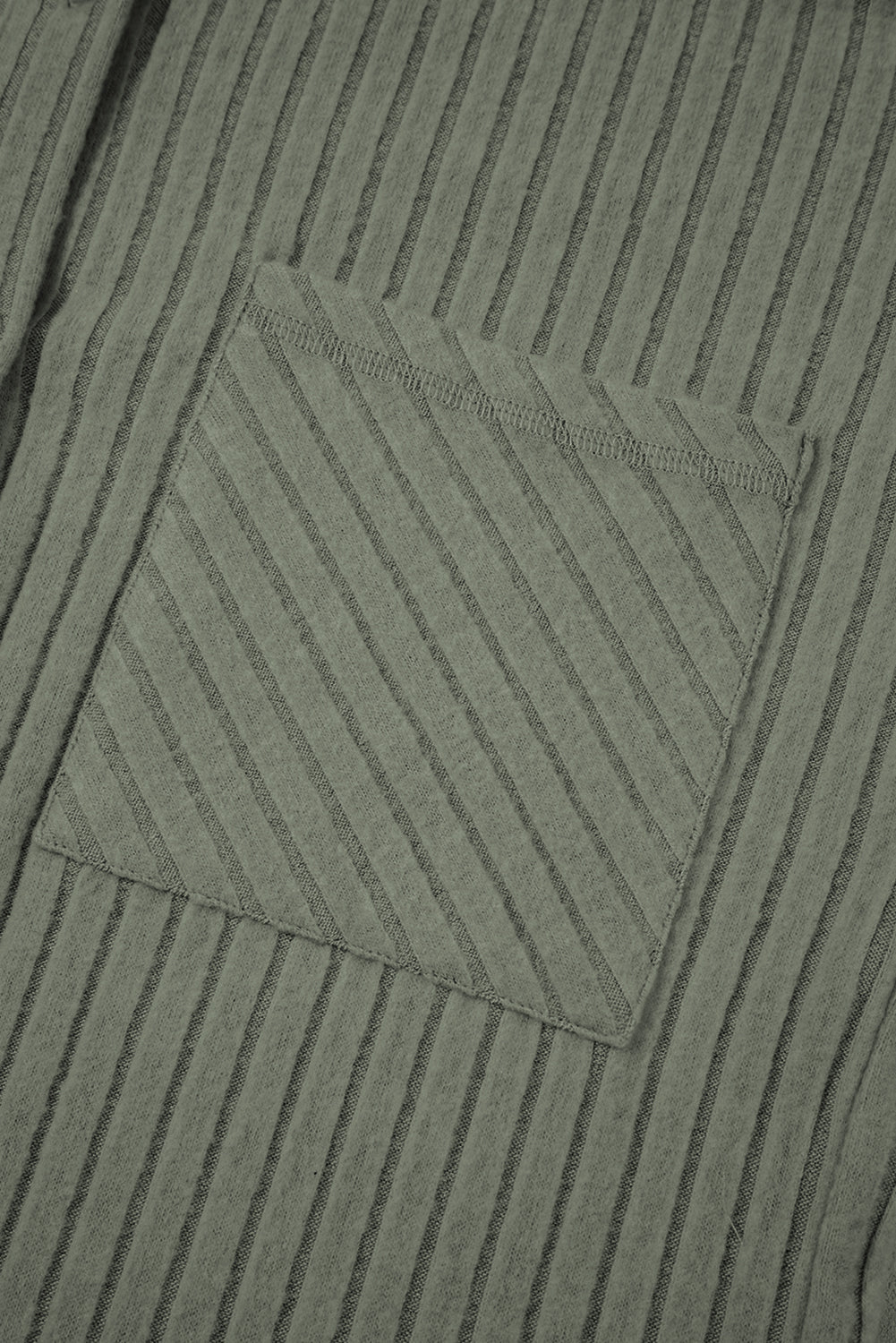 Green Thermal Ribbed Texture Drop Shoulder Button Up Shacket - eAura