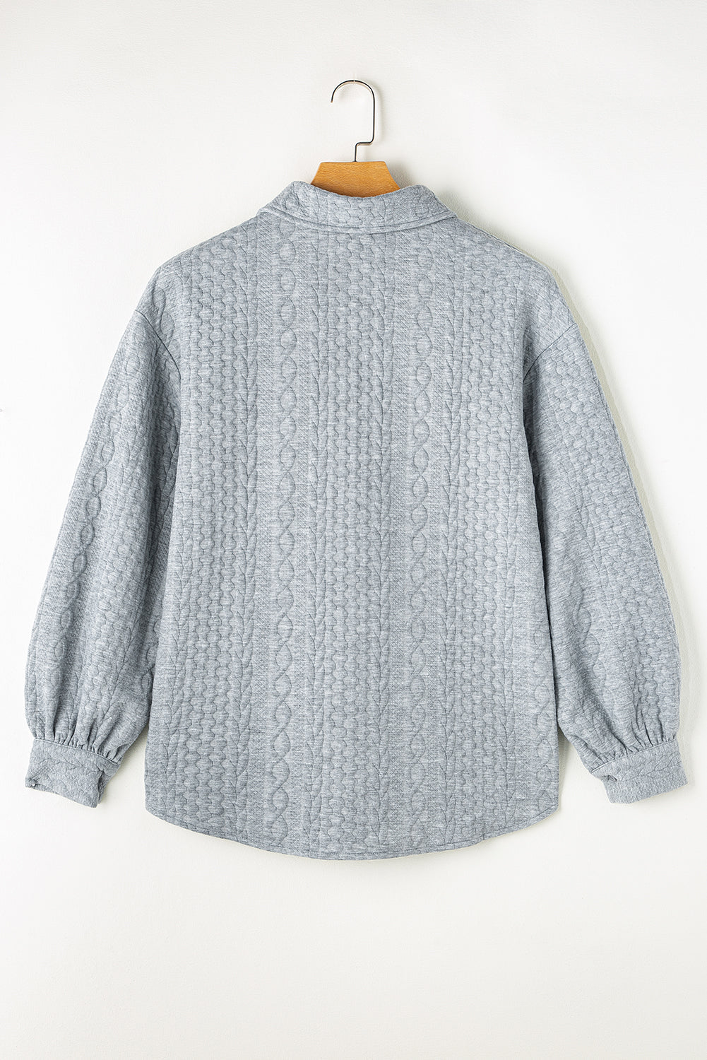 Textured Puff Sleeve Loose Shacket eAura