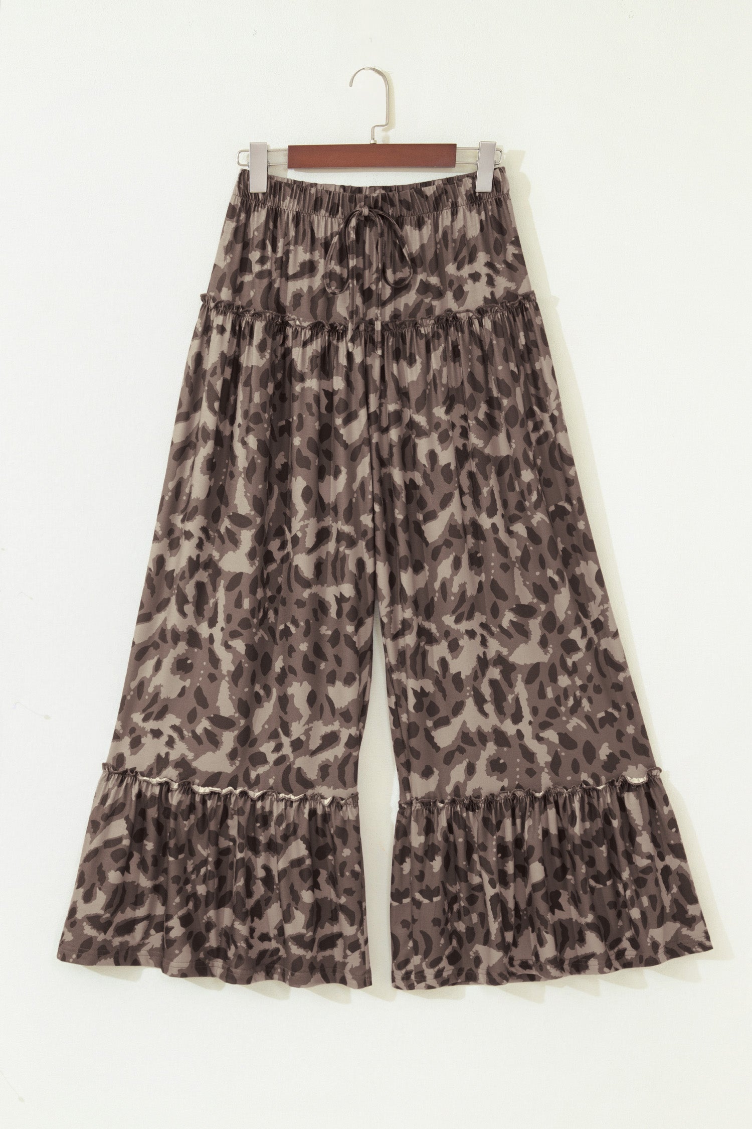 Camo Print Wide Leg Casual Pants