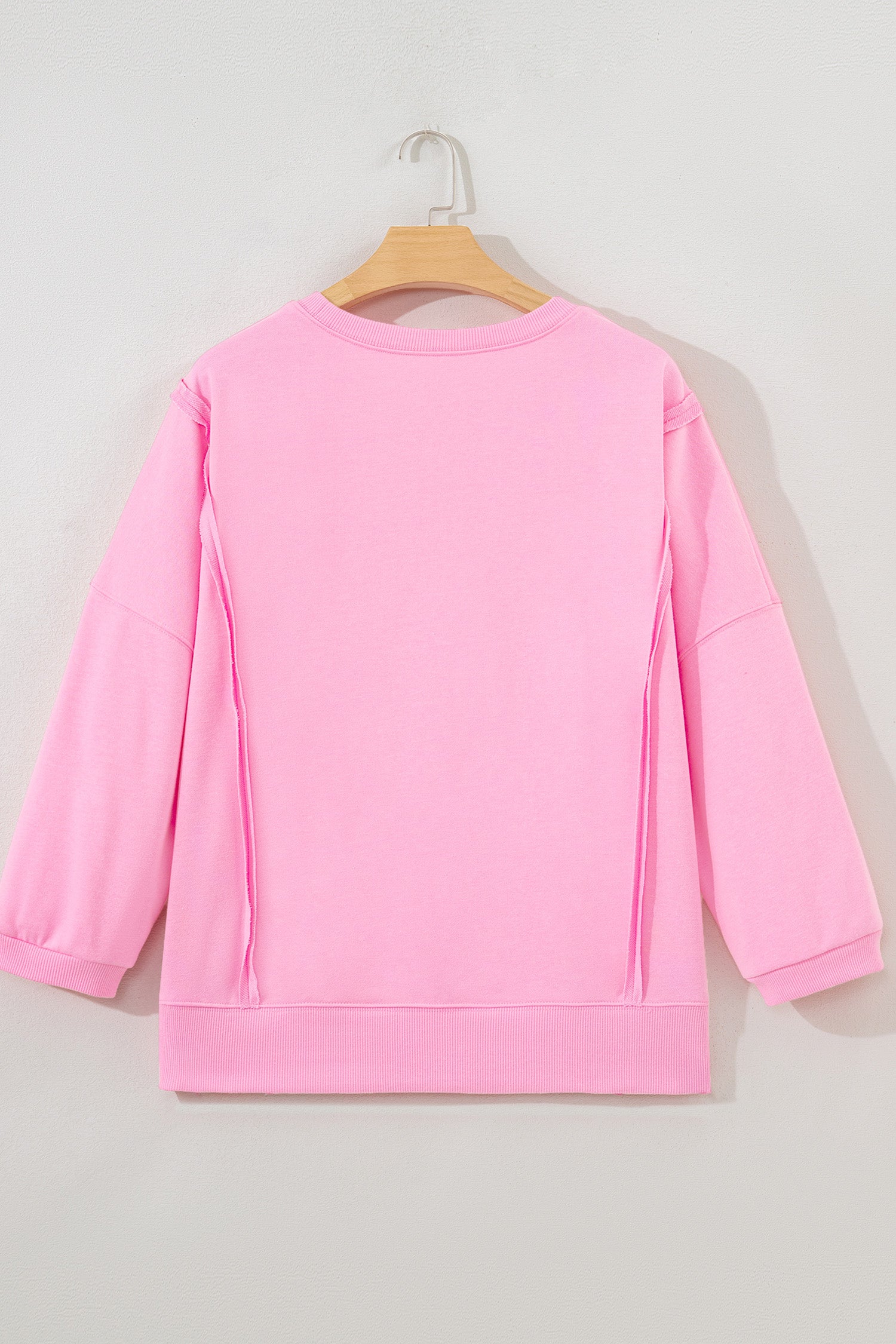 Floral Bow Patched Exposed Seam Oversized Sweatshirt - Tops/Sweatshirts & Hoodies