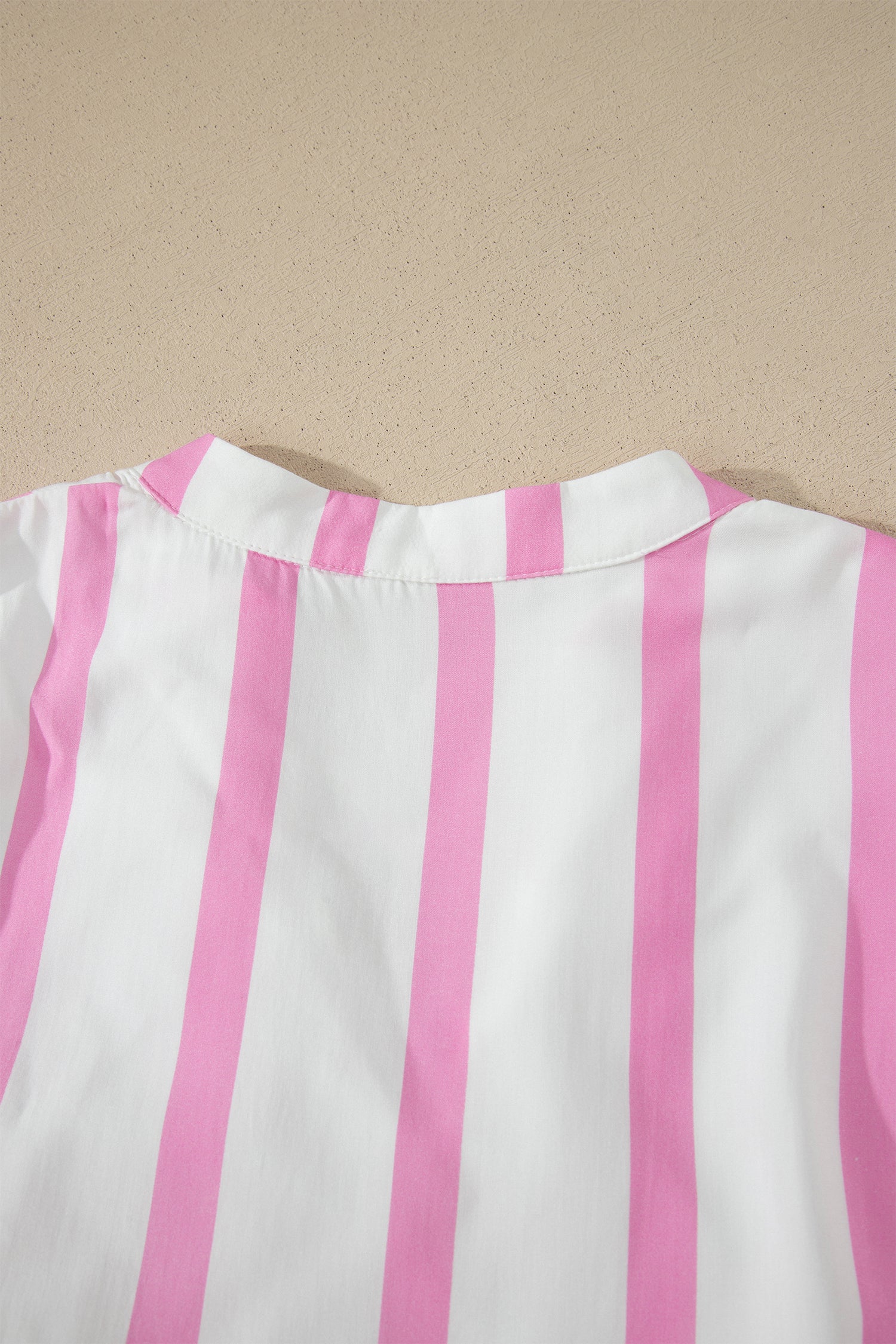 Stripe Ricrac Trim Puff Sleeve Midi Vacation Dress – Pink