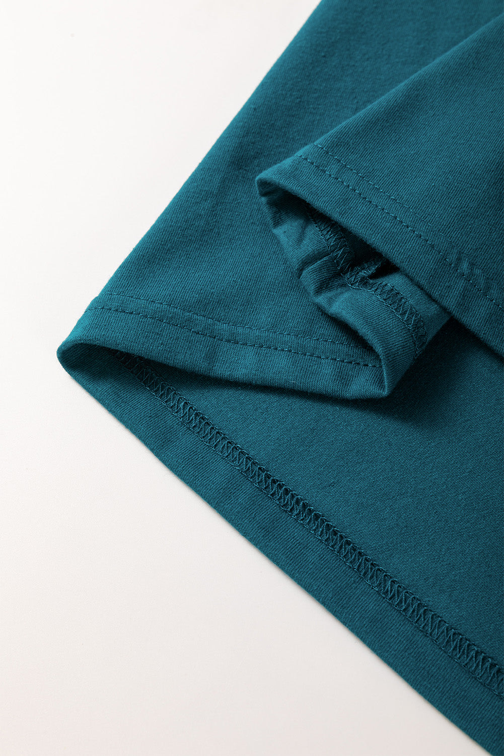 Blue Sapphire Solid Colour Toothpick Stripe Round Neck T Shirt eAura