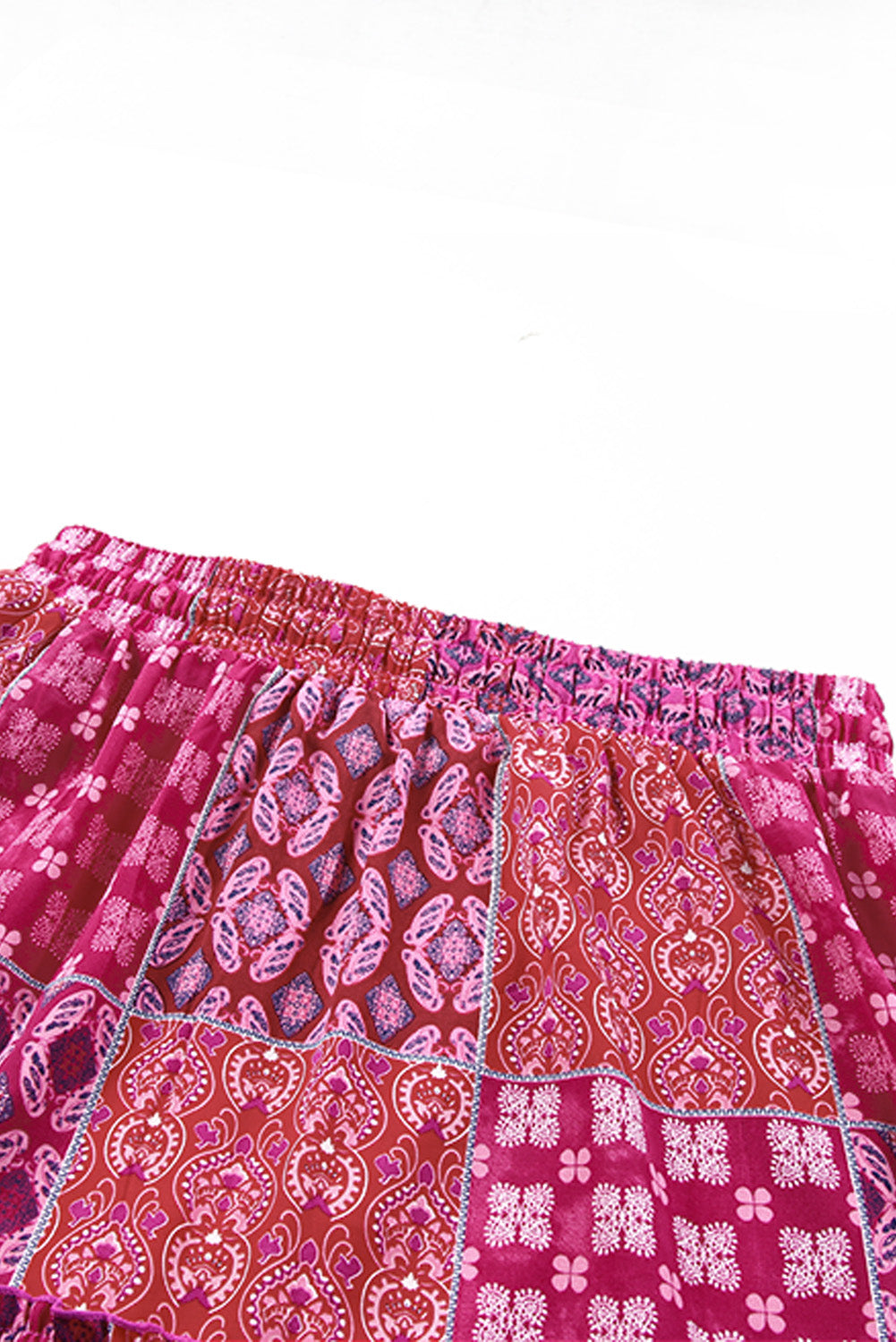Tiered Paisley Print Pocketed Maxi Skirt