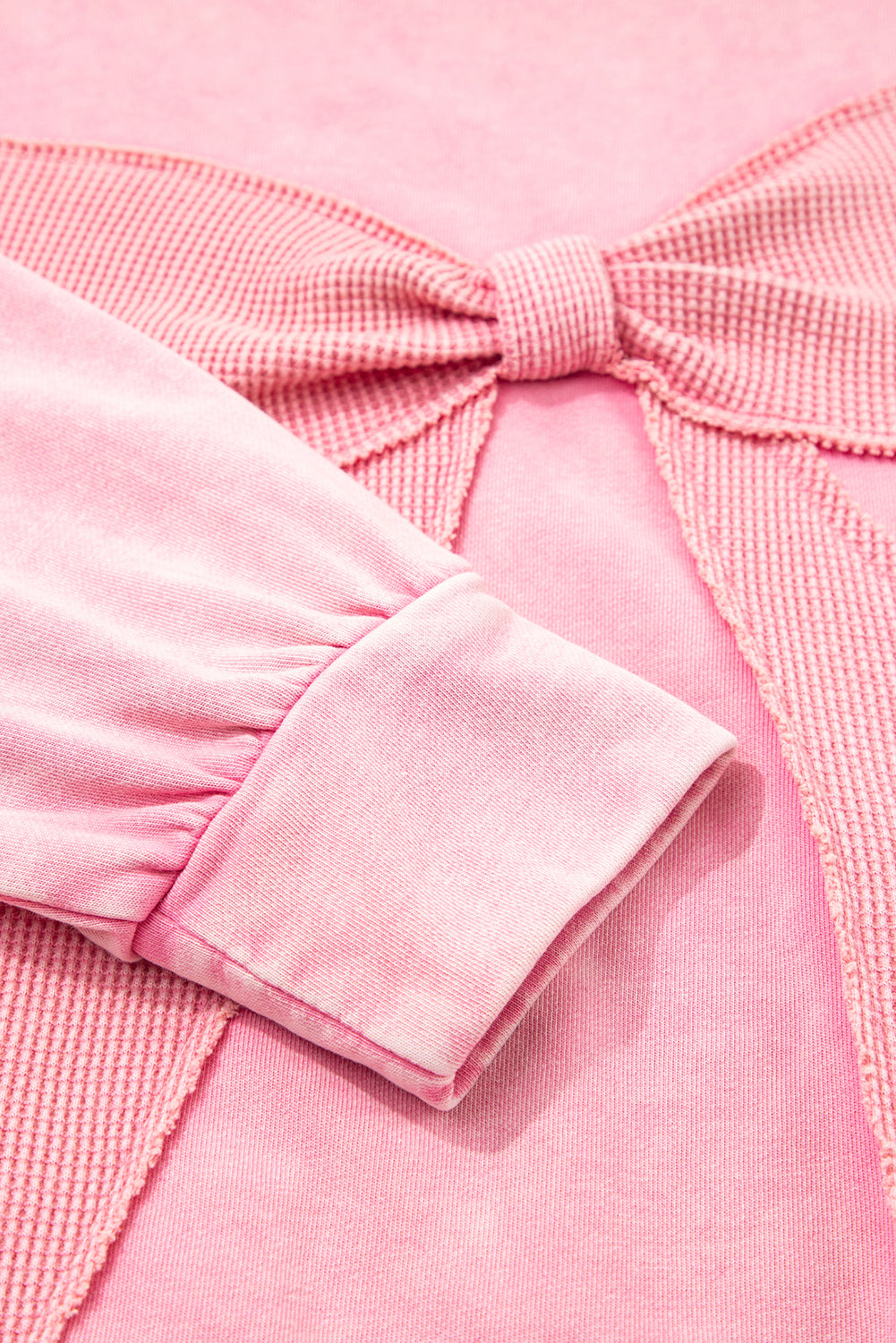 Mineral Wash Big Bow Patchwork Pullover Sweatshirt eAura