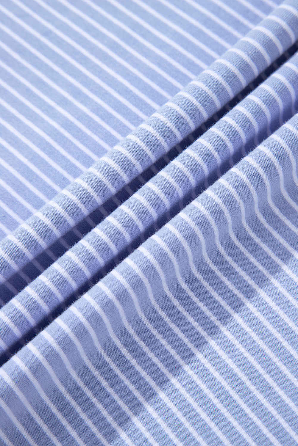 Sky Blue Stripe Dolman Sleeve Polo Shirt and Drawstring Shorts Set eAura