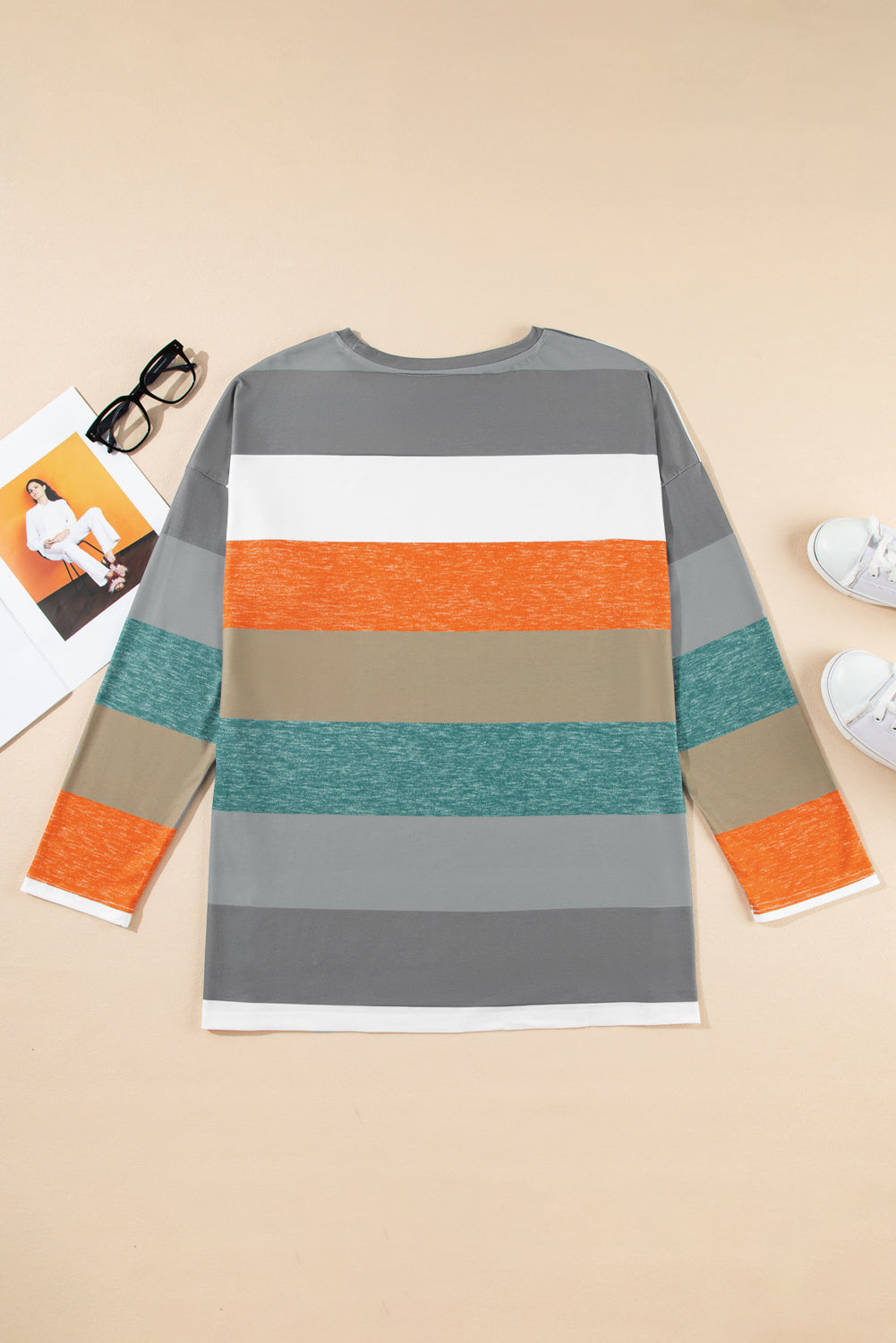 Green Plus Size Colorblock Pullover Top BB Fashion Outlet