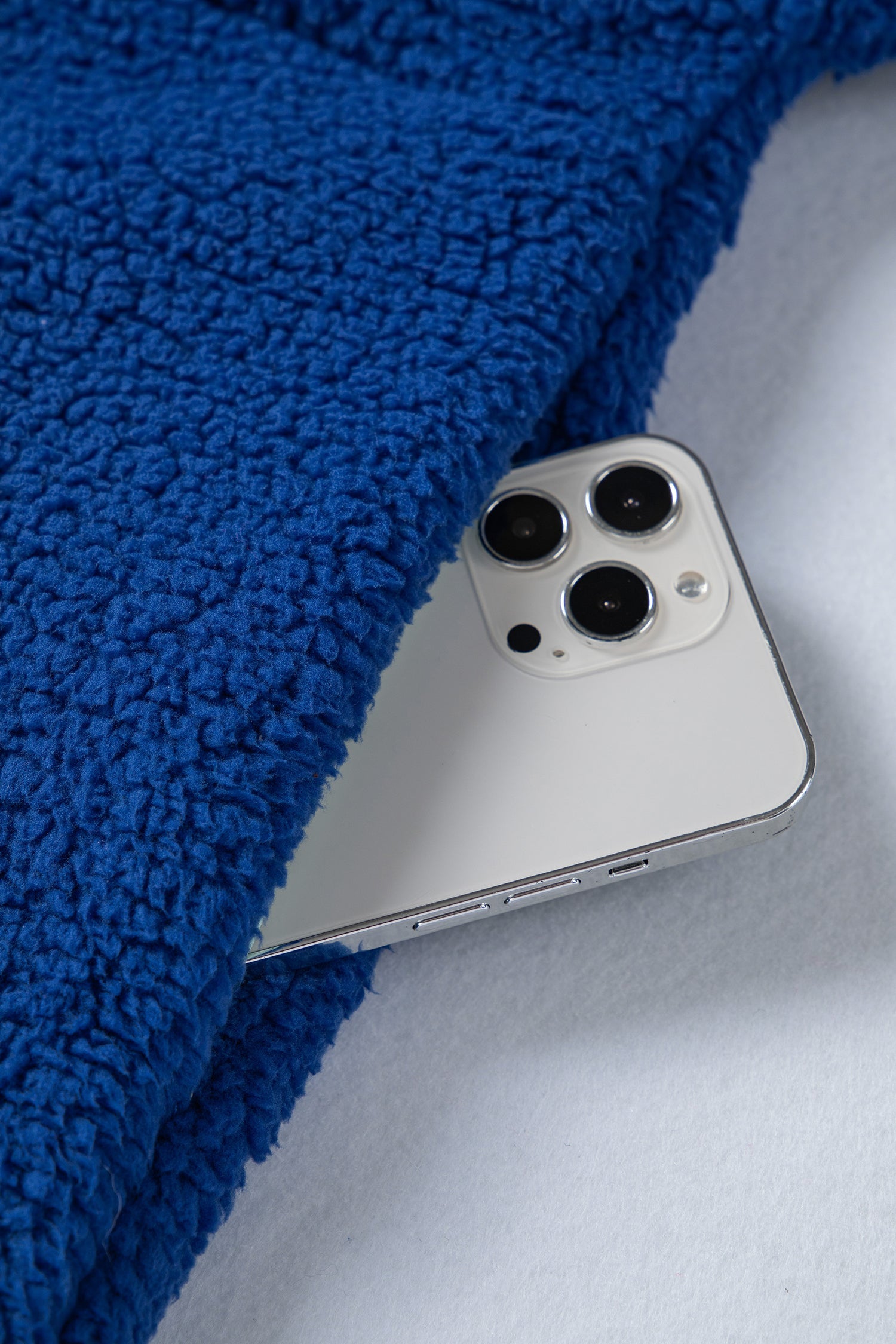 Blue Sherpa Half Zip Contrast Trim Pullover Hoodie - eAura