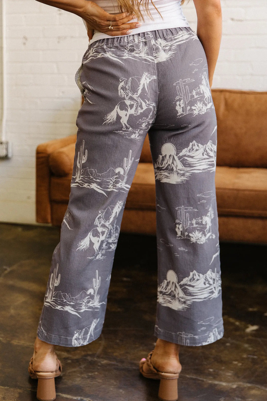 Wild West Vintage Print Straight Leg Jeans