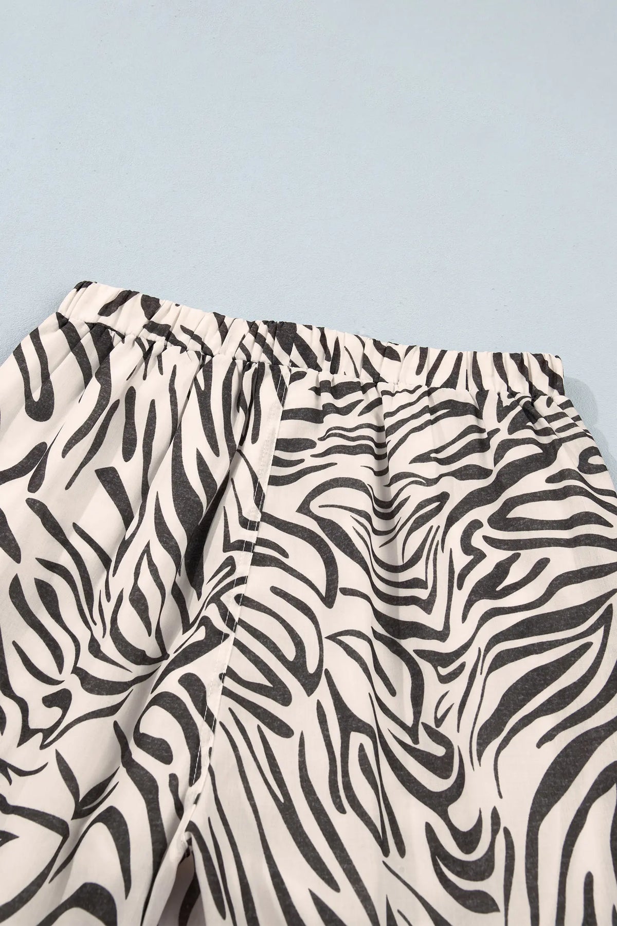 Western Print Zebra Pattern Elastic Waist Pocket Full-Length Pants – Multicolour