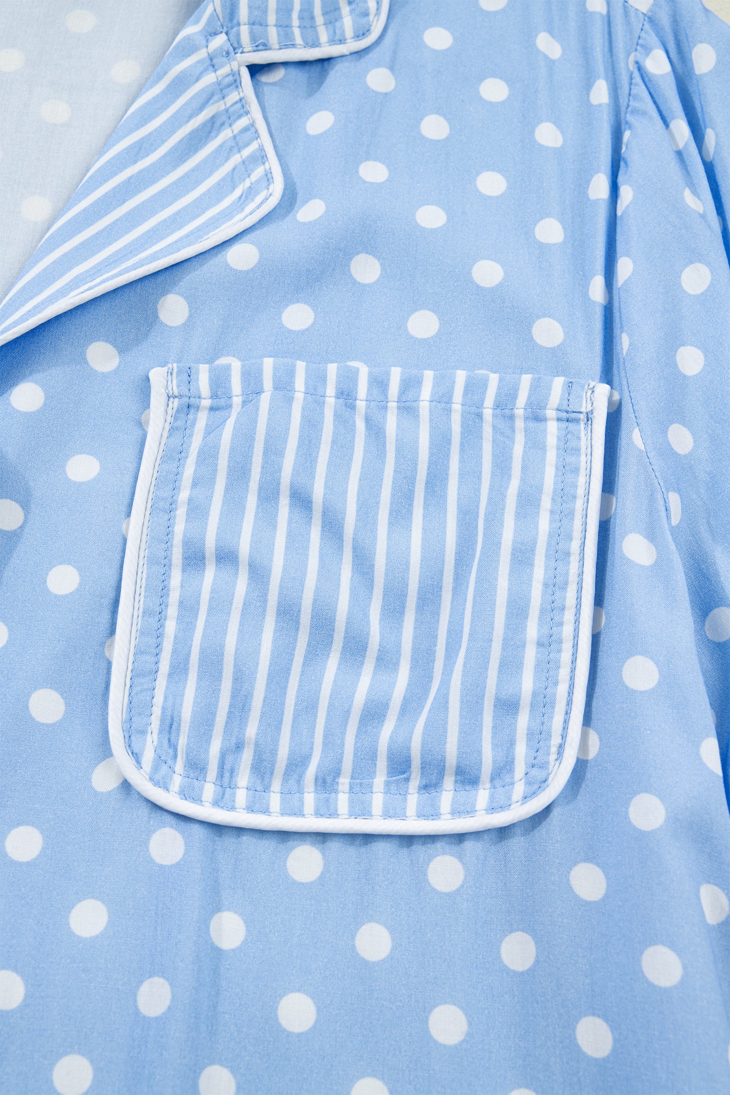 Sky Blue Dotted Print Soft Short Pajama Set – Light Blue