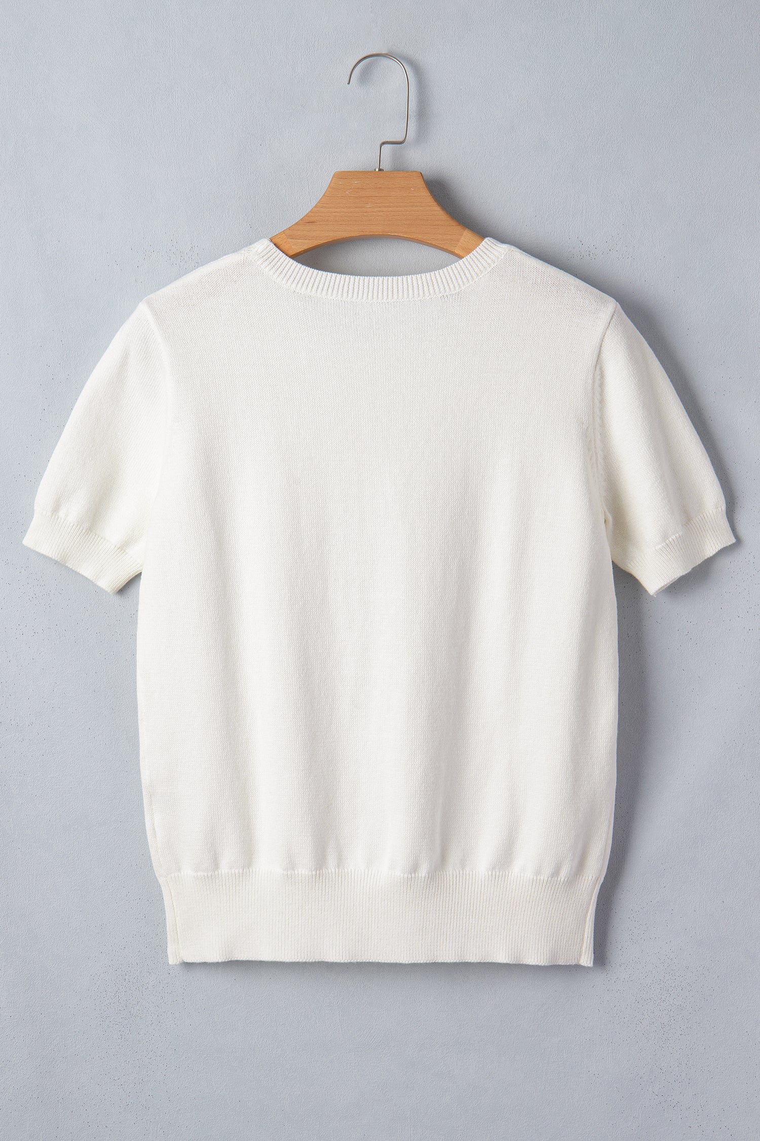 White Wild West Horse Head Print Short Sleeve Sweater