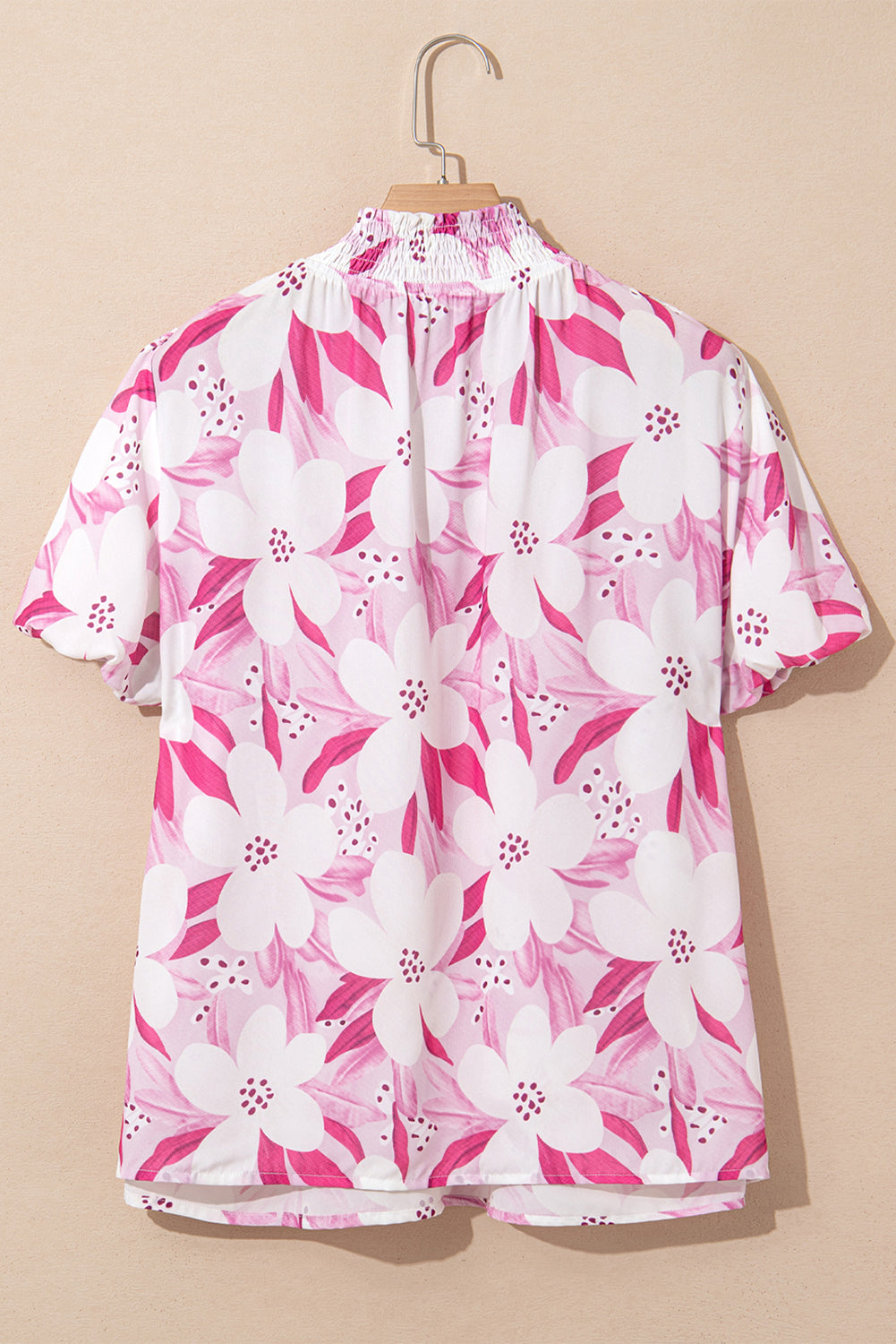 Rose Floral Frilled Collar Short Sleeve Blouse Top eAura
