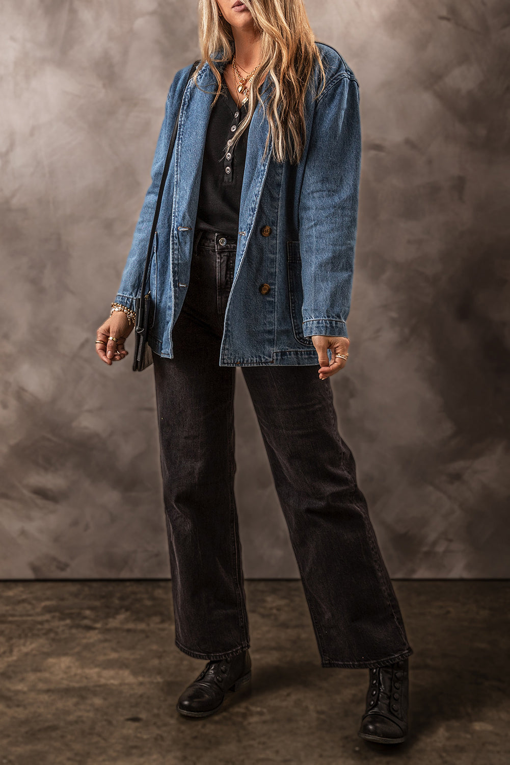 Sail Blue Side Pockets Lapel Collar Denim Jacket Beagle Boutique Fashion Outlet
