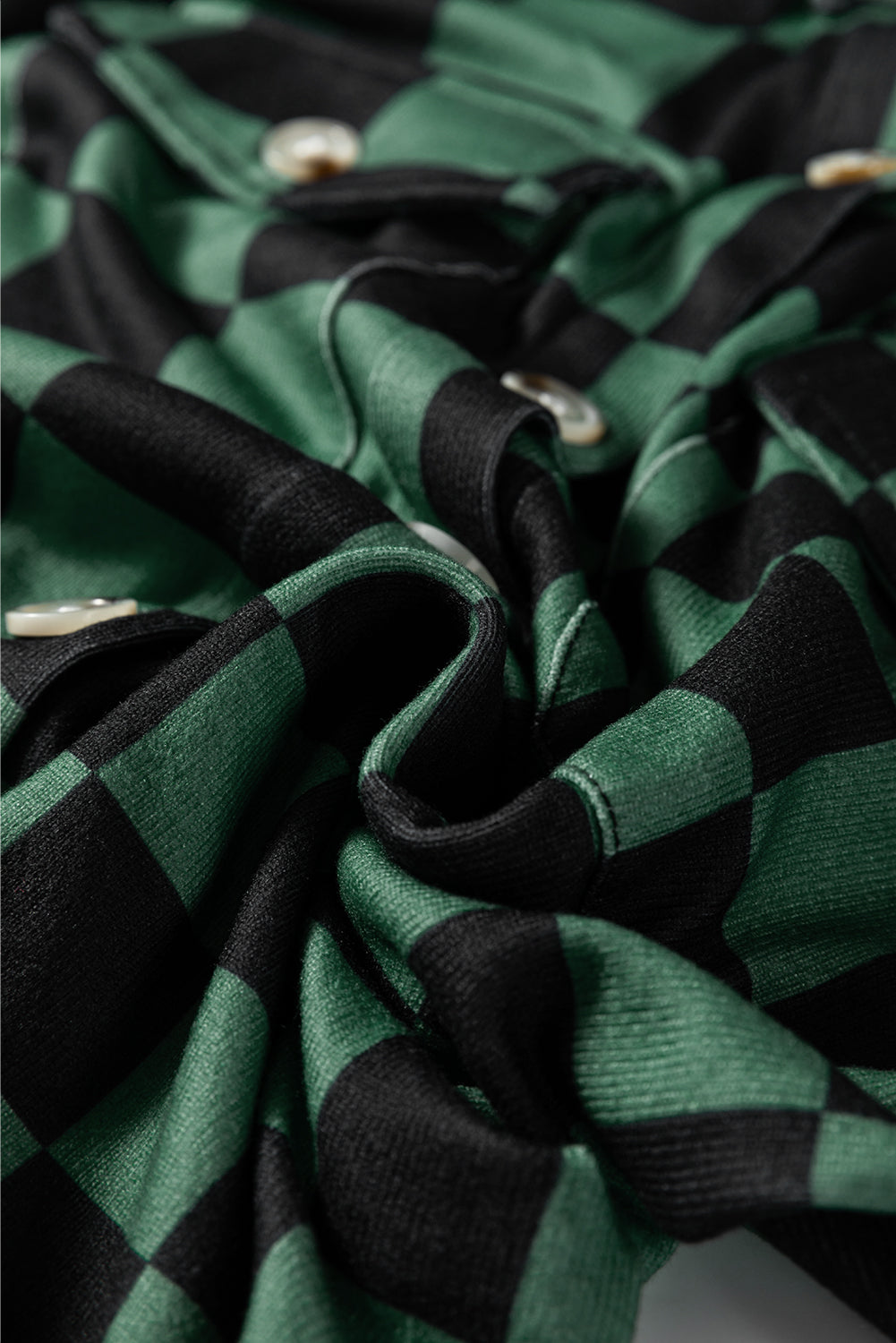 Checkerboard Flap Pocket Button Front Shacket - eAura