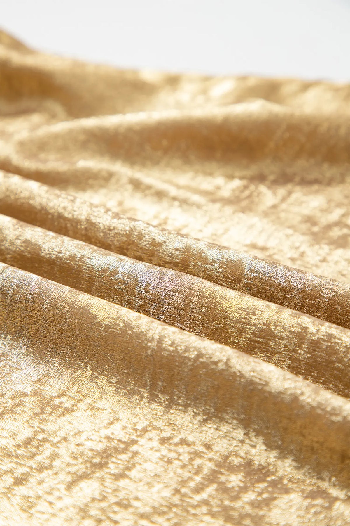 Metallic Sheen V Neck Gathered Cuff Long Sleeve Blouse – Gold